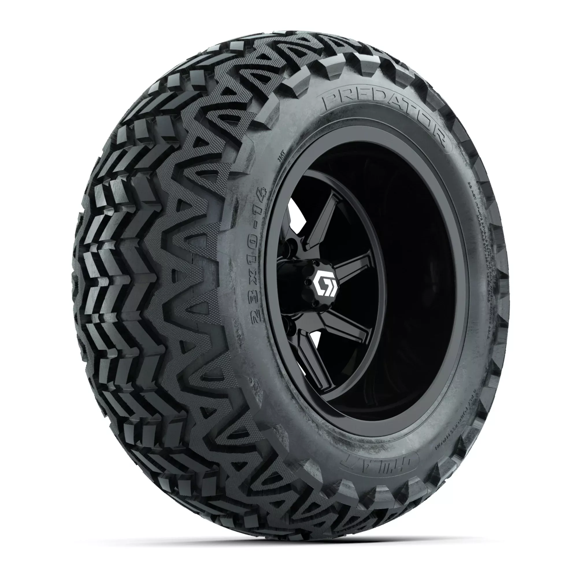 GTW Reaper Gloss Black 14" Golf Cart Wheels & 23X10-14 Predator A/T Tires – Set of 4