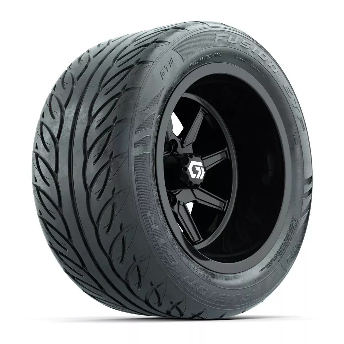 GTW Reaper Gloss Black 14x9 Wheels with 255/45-R14 Fusion GTR Street Tires - Set of 4
