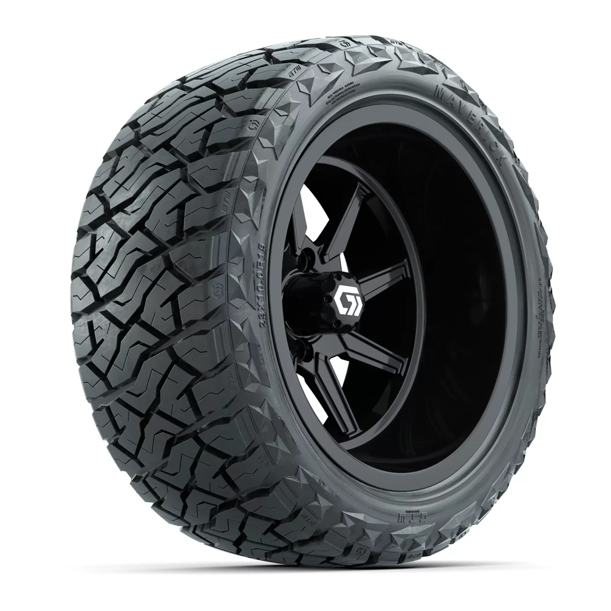 GTW Reaper Gloss Black 15" Deep Dish Wheels with 23X10-R15 Maverick Steel Belted Radial All-Terrain Tires - Full Set