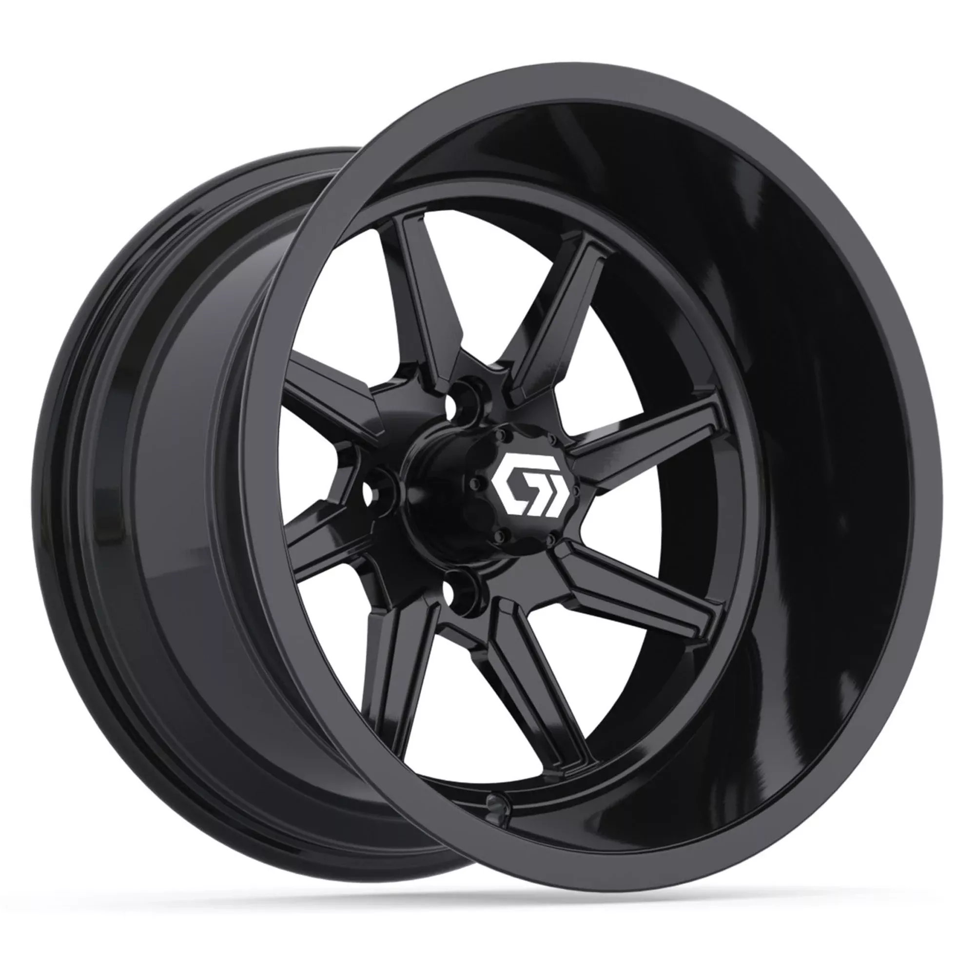 GTW Reaper Gloss Black 15" Golf Cart Wheel - Single | Deep Dish