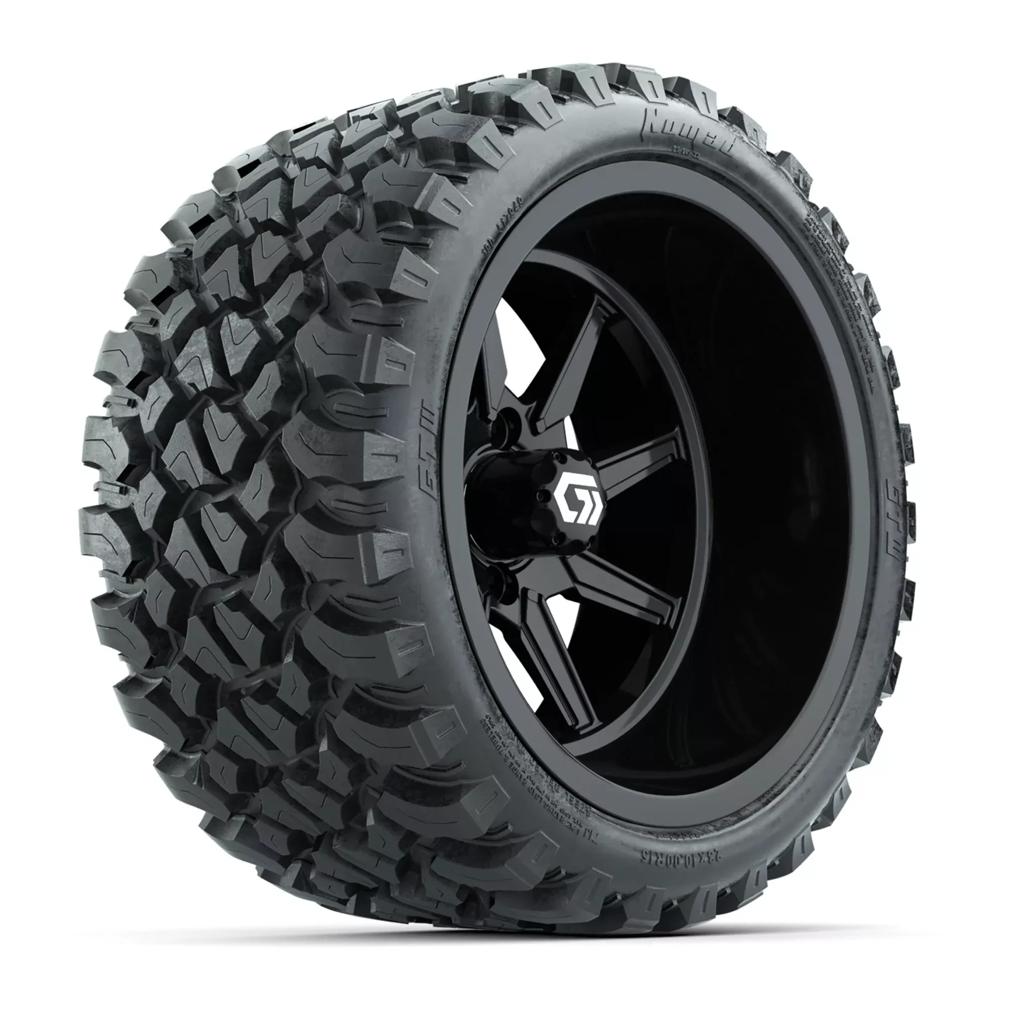 GTW Reaper Gloss Black 15" Wheels with 23X10-R15 Nomad Steel Belted Radial All-Terrain Tires - Full Set