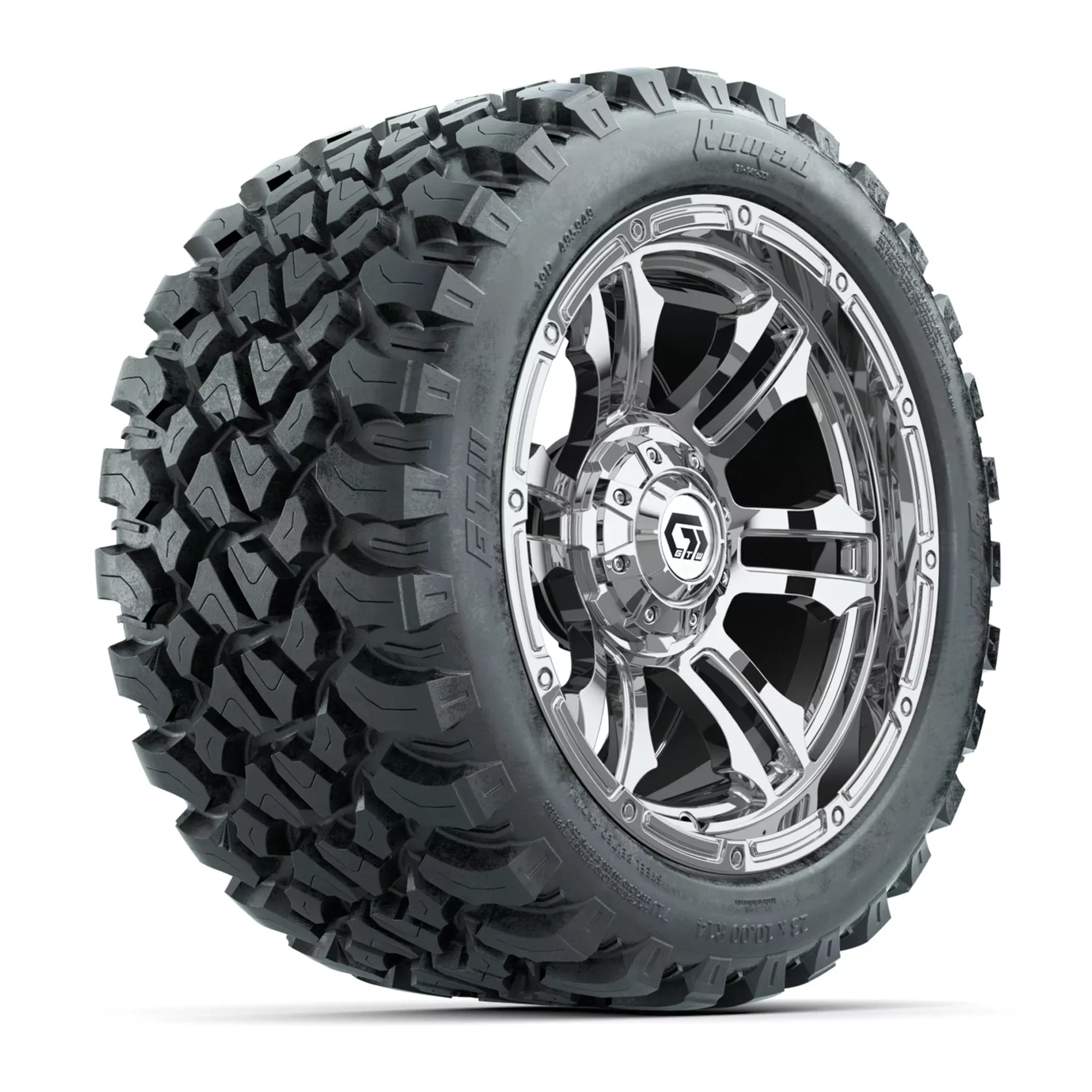 GTW Shogun Chrome 14 in Wheels with 23X10-R14 Nomad Steel Belt Radial All-Terrain Tires - Full Set