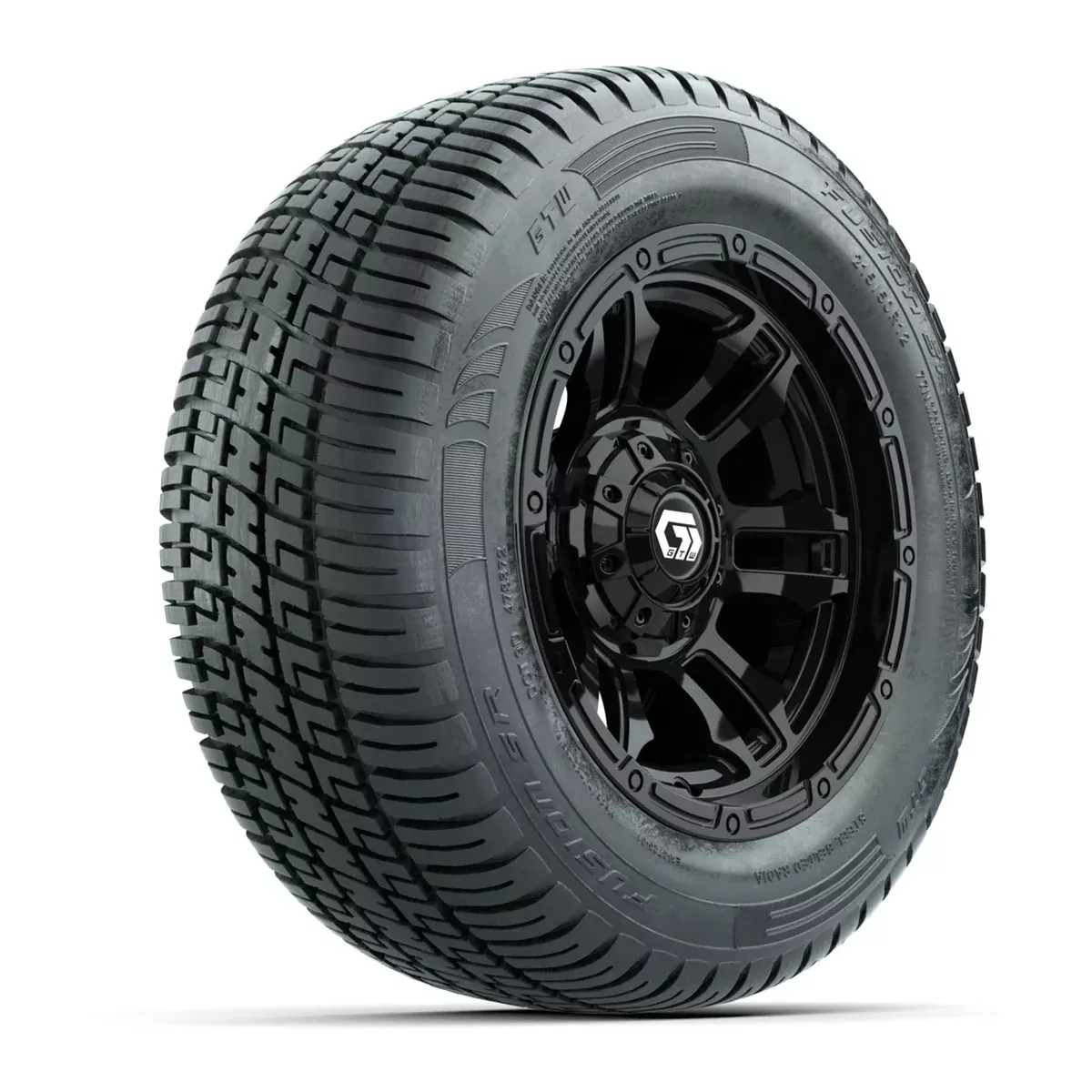 GTW Shogun Gloss Black 12 in Wheels with 215/50-R12 Fusion S/R Steel Belt Radial Tires Full Set