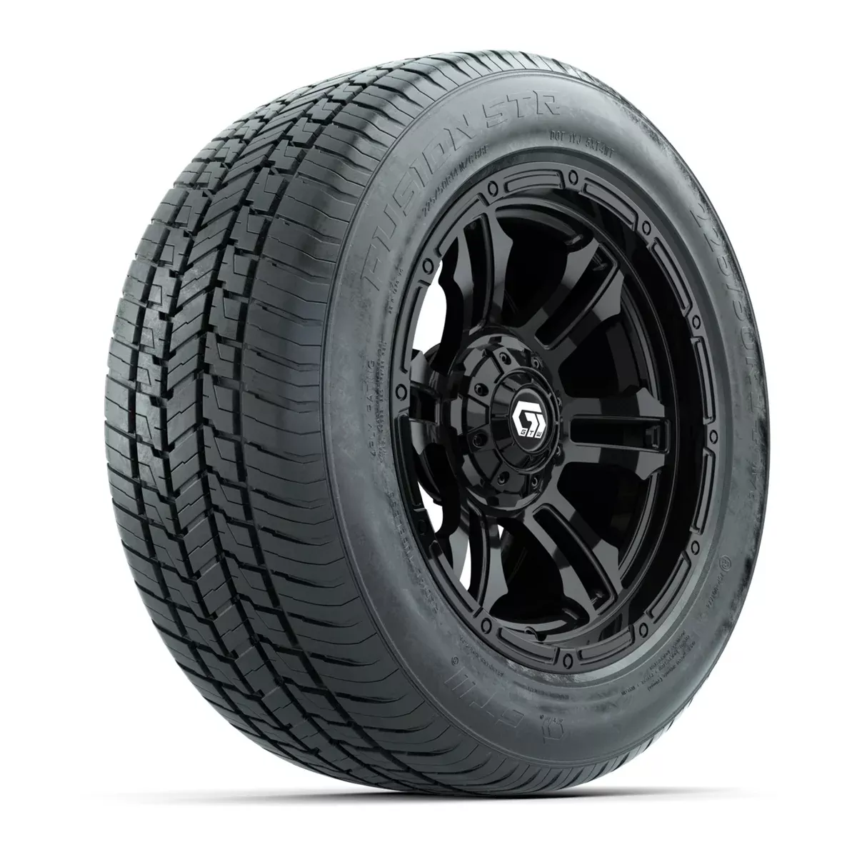 GTW Shogun Gloss Black 14" Wheels with 225/50-R14 Fusion STR DOT Approved Street Tires - Full Set
