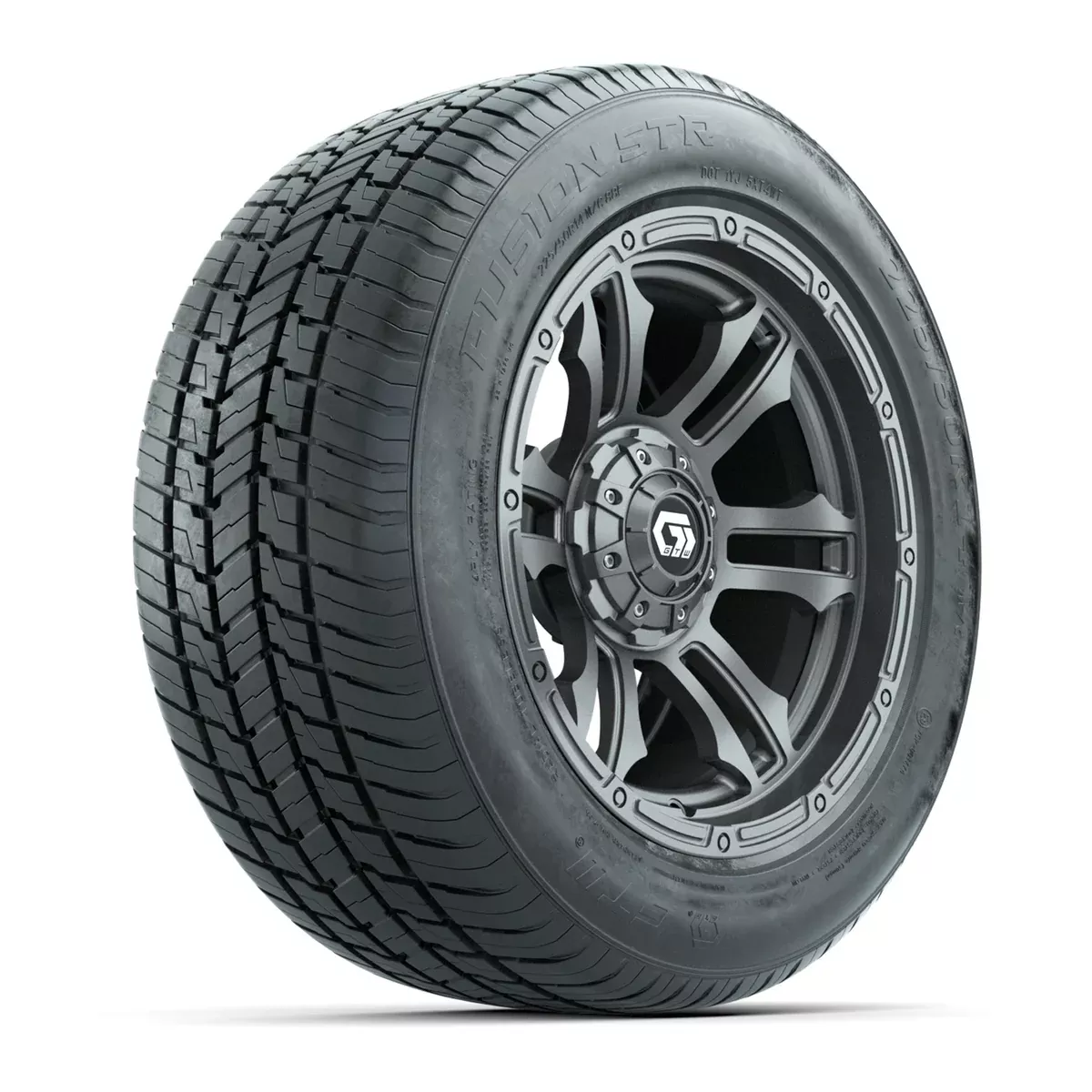 GTW Shogun Gloss Gunmetal 14" Wheels with 225/50-R14 Fusion STR DOT Approved Street Tires - Full Set