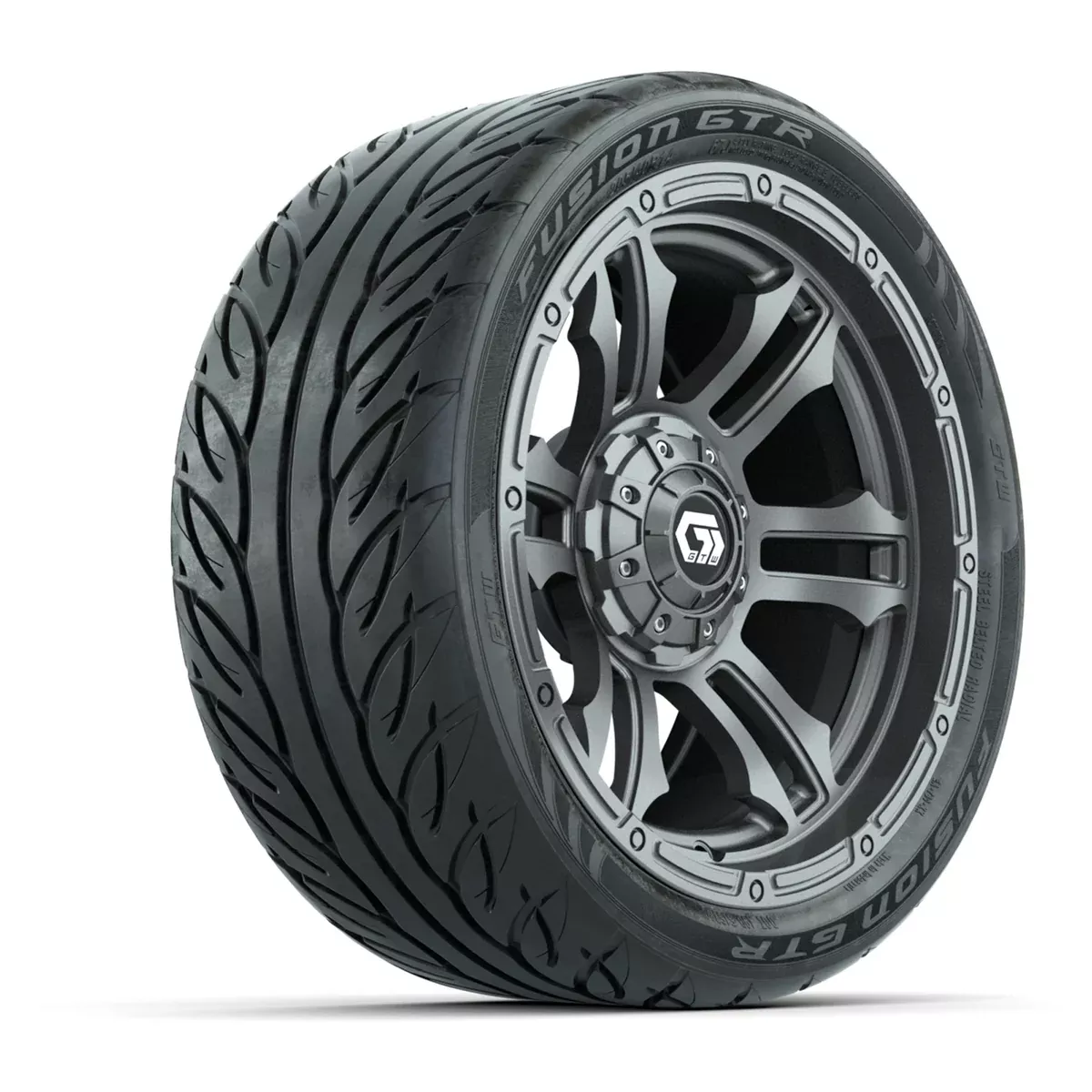 GTW Shogun Gunmetal 14 in Wheels with 205/40-R14 Fusion GTR Steel Belted Street Tires Full Set