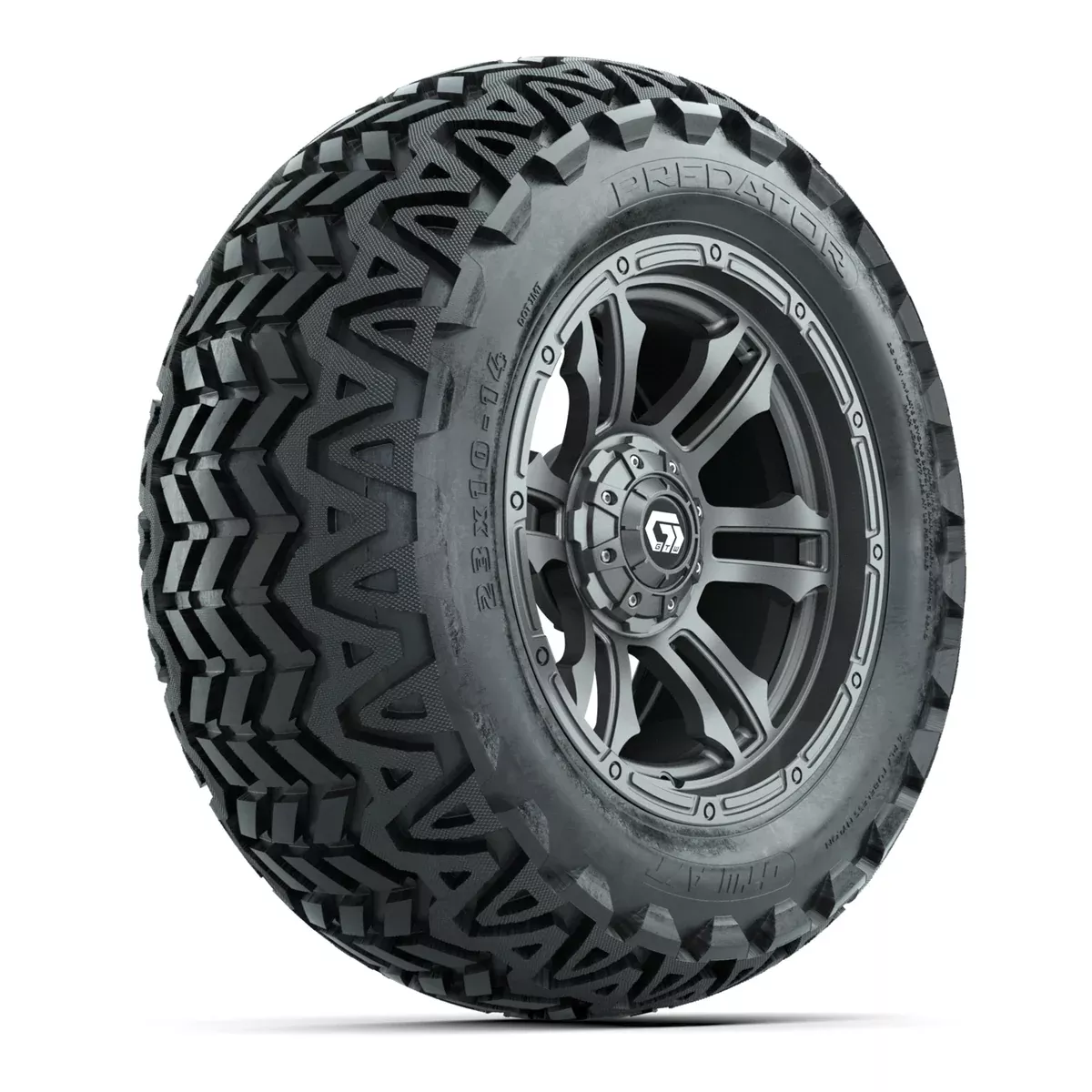GTW Shogun Gunmetal 14 in Wheels with 23x10-14 Predator All-Terrain Tires Full Set