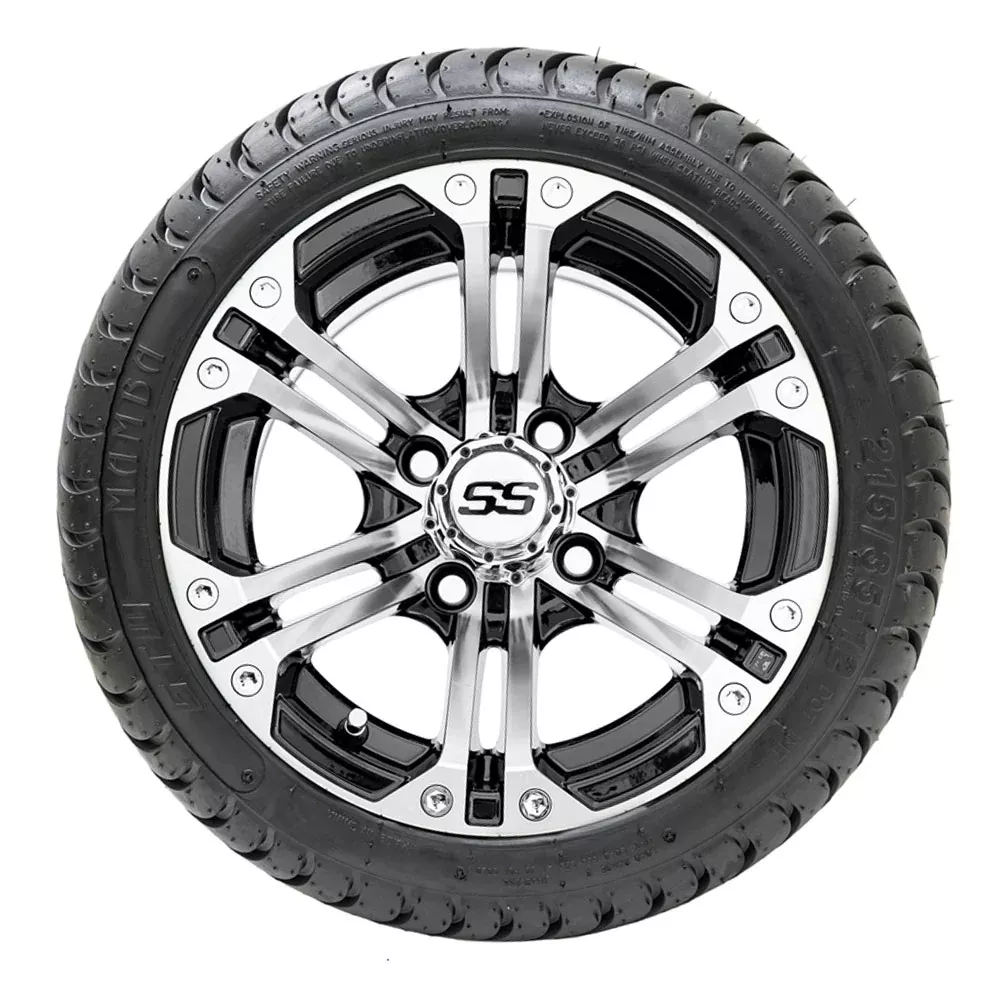 GTW Specter 12" Black & Machined Wheels with 18" Mamba DOT Street Tires — Set of 4