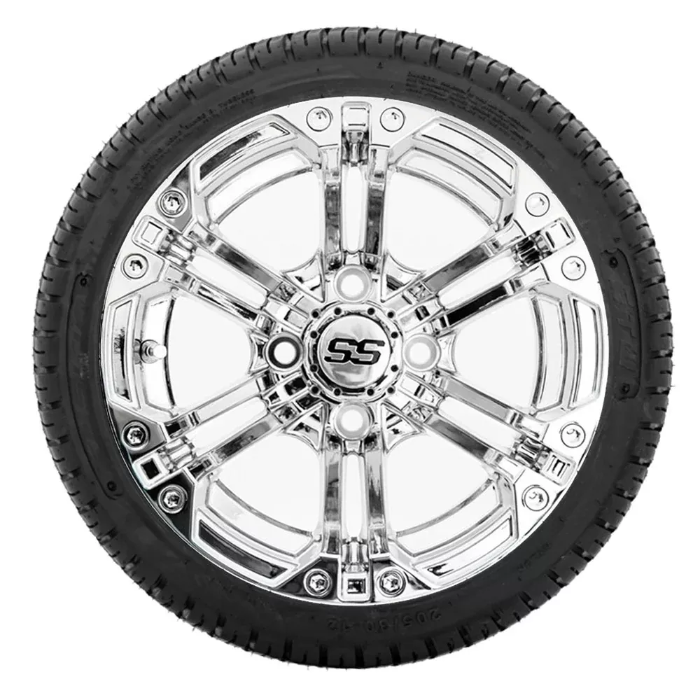 GTW Specter 12" Chrome Wheels with 18" Fusion DOT Street Tires — Set of 4