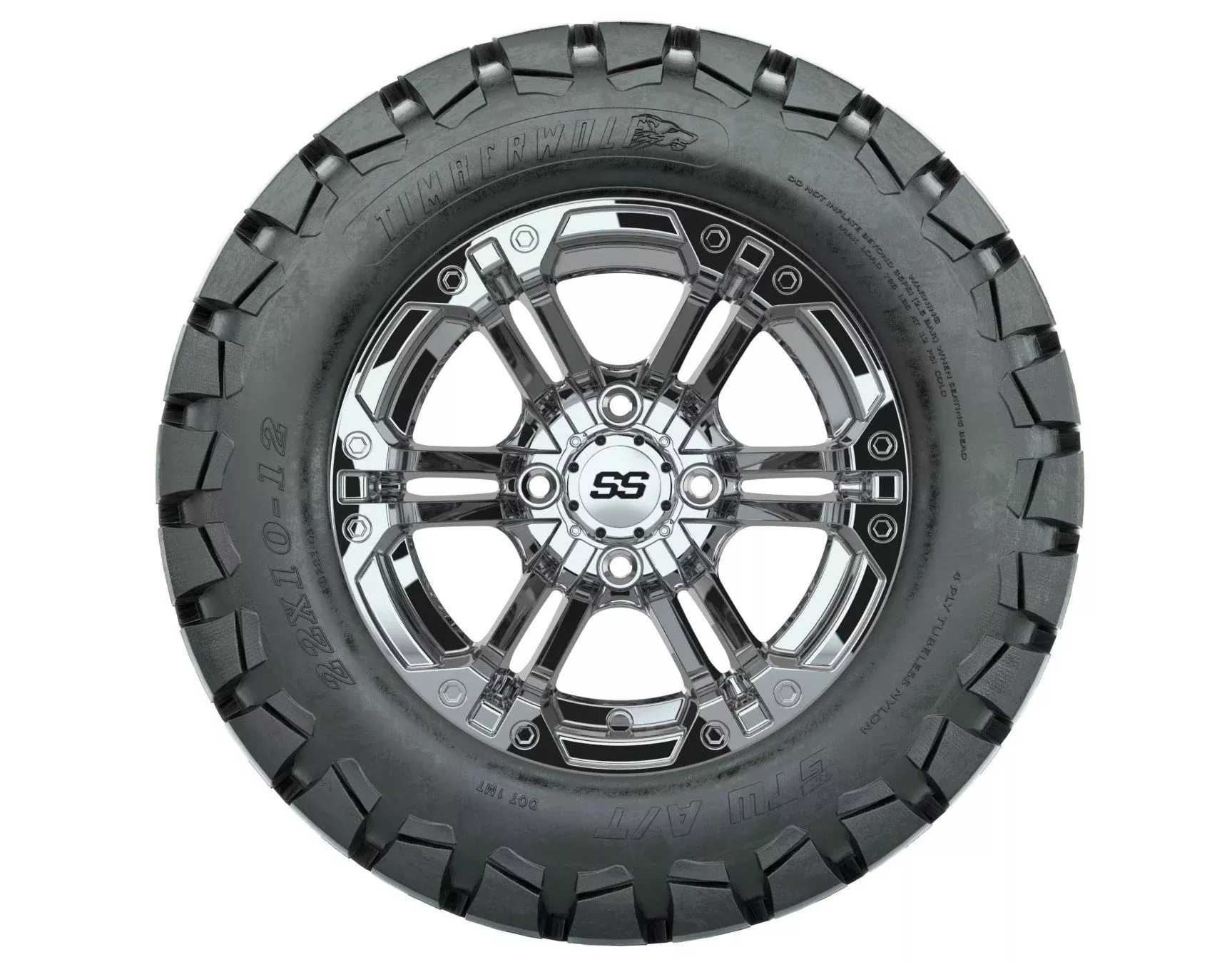 GTW Specter 12" Chrome Wheels with 22" Timberwolf A/T Tires — Set of 4