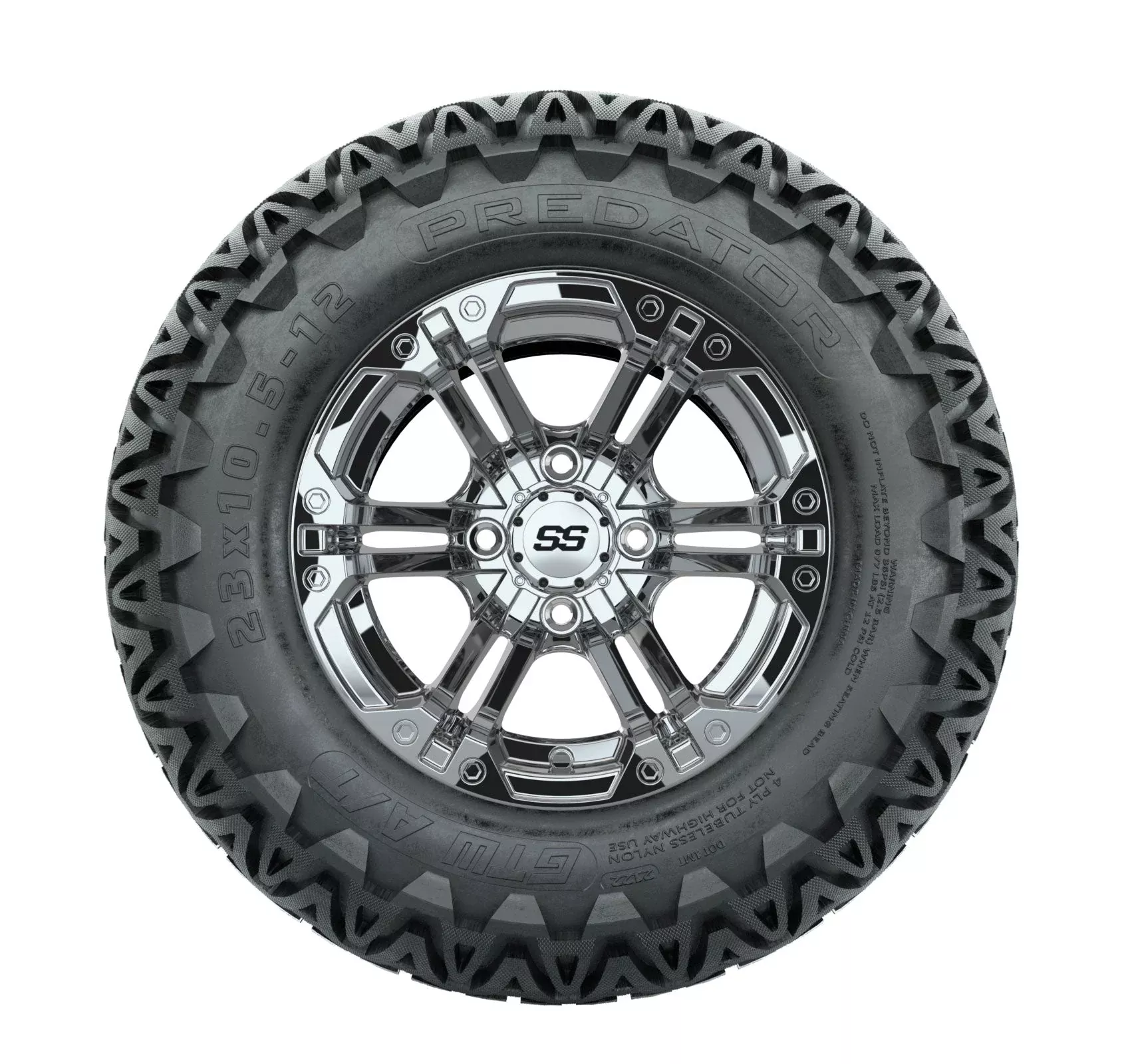 GTW Specter 12" Chrome Wheels with 23" Predator A/T Tires — Set of 4