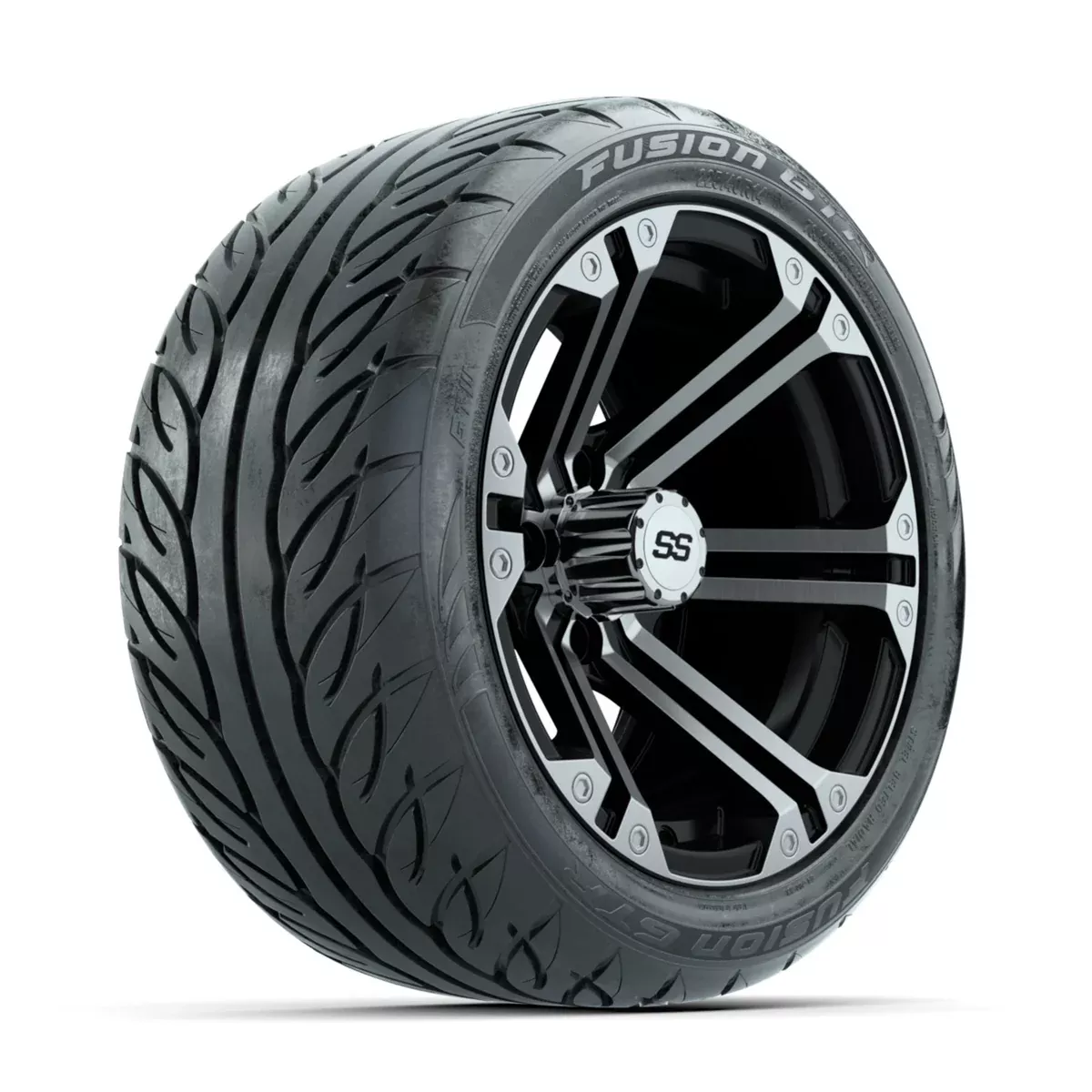 GTW Specter Machined/Black 14 in Wheels with 225/40-R14 Fusion GTR Street Tires Full Set
