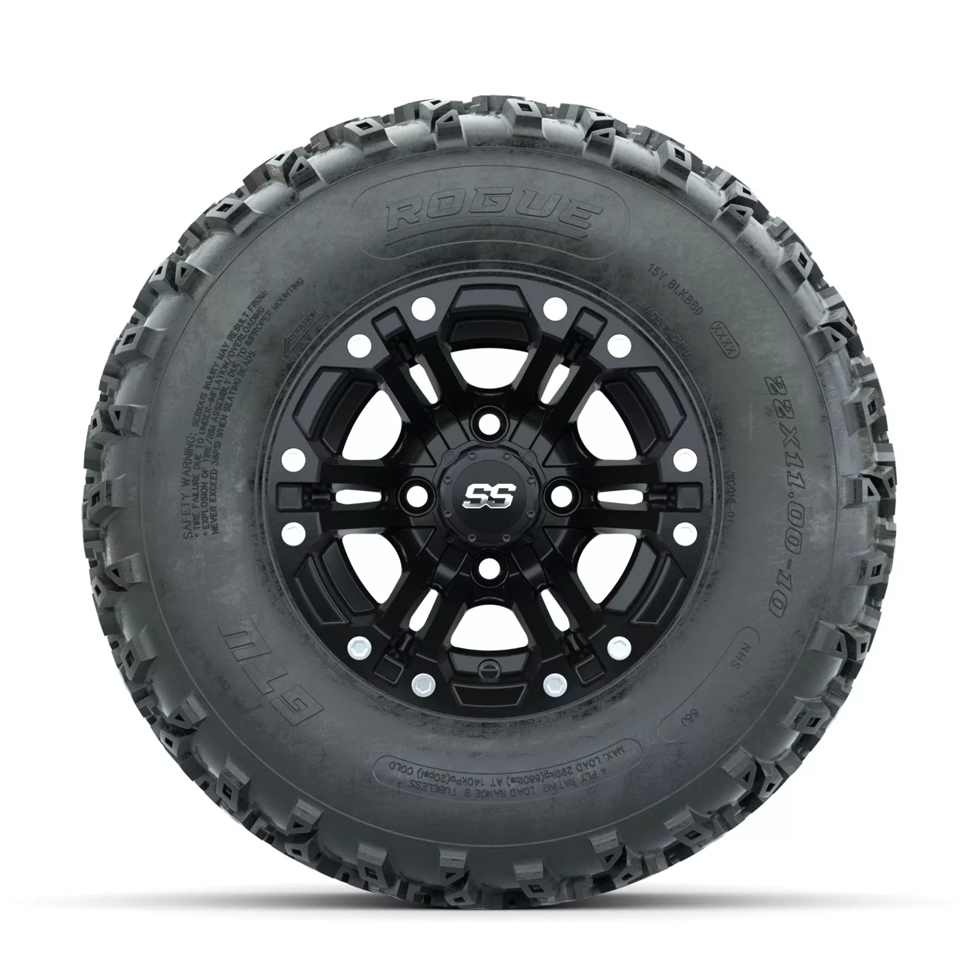 GTW Specter Matte Black 10 in Wheels with 22x11.00-10 Rogue All Terrain Tires Full Set