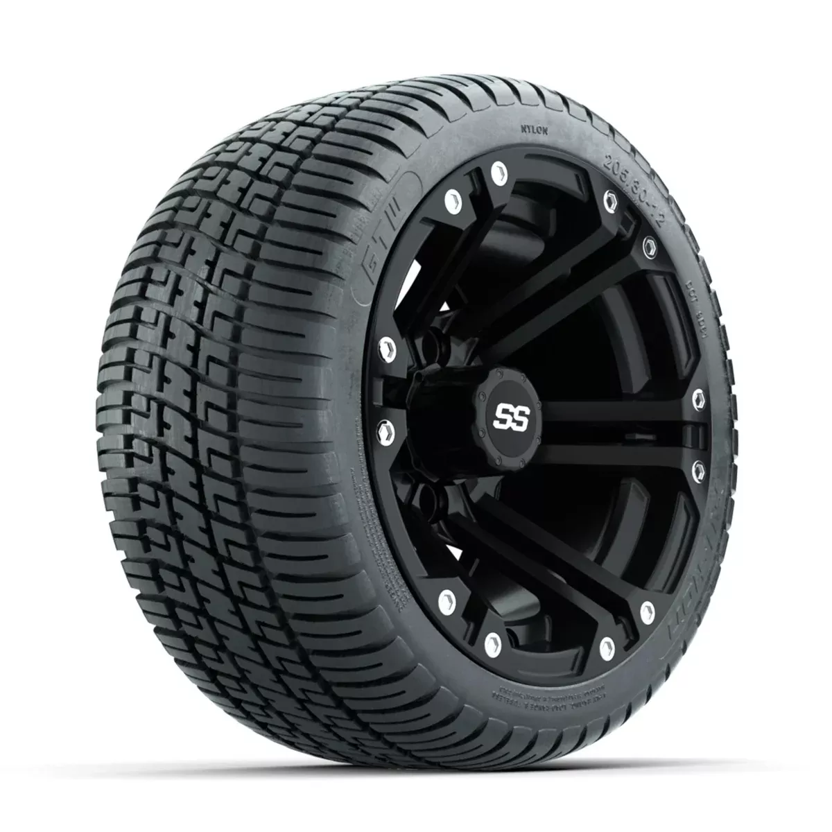 GTW Specter Matte Black 12" Wheels with 205/30-12 Fusion Street Tires Full Set