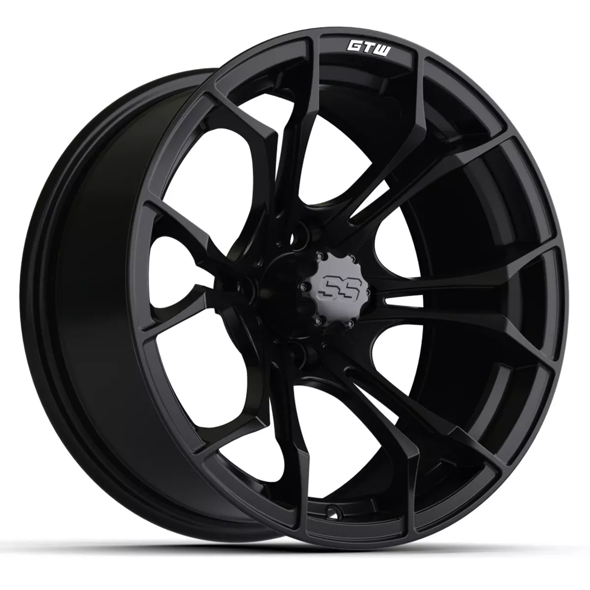 GTW Spyder 15x7 Matte Black Machined Golf Cart Wheel