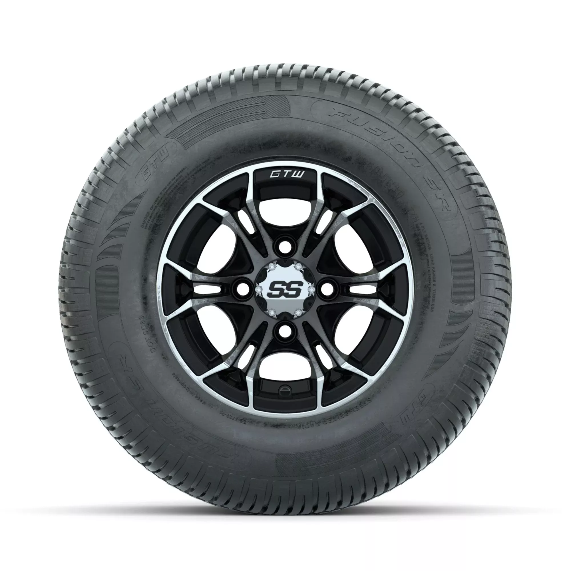 GTW Spyder Machined/Black 10 in Wheels with 205/65-R10 Fusion SR Steel Belted Radial Tires Full Set