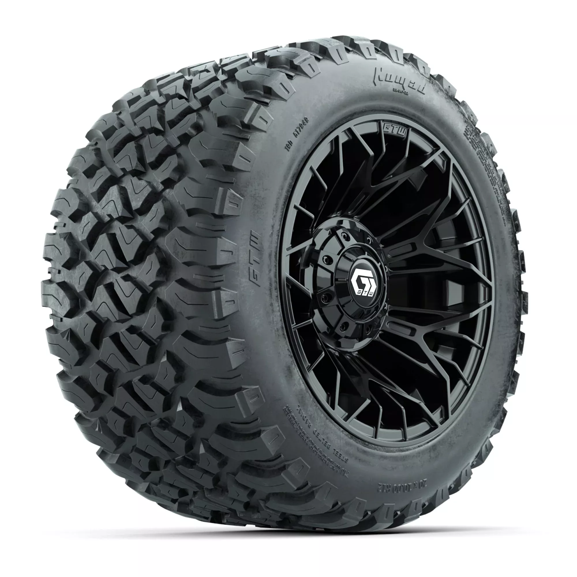 GTW Stellar Black 12 in Wheels with 20X10-12 Nomad Steel Belt Radial All-Terrain Tires - Full Set