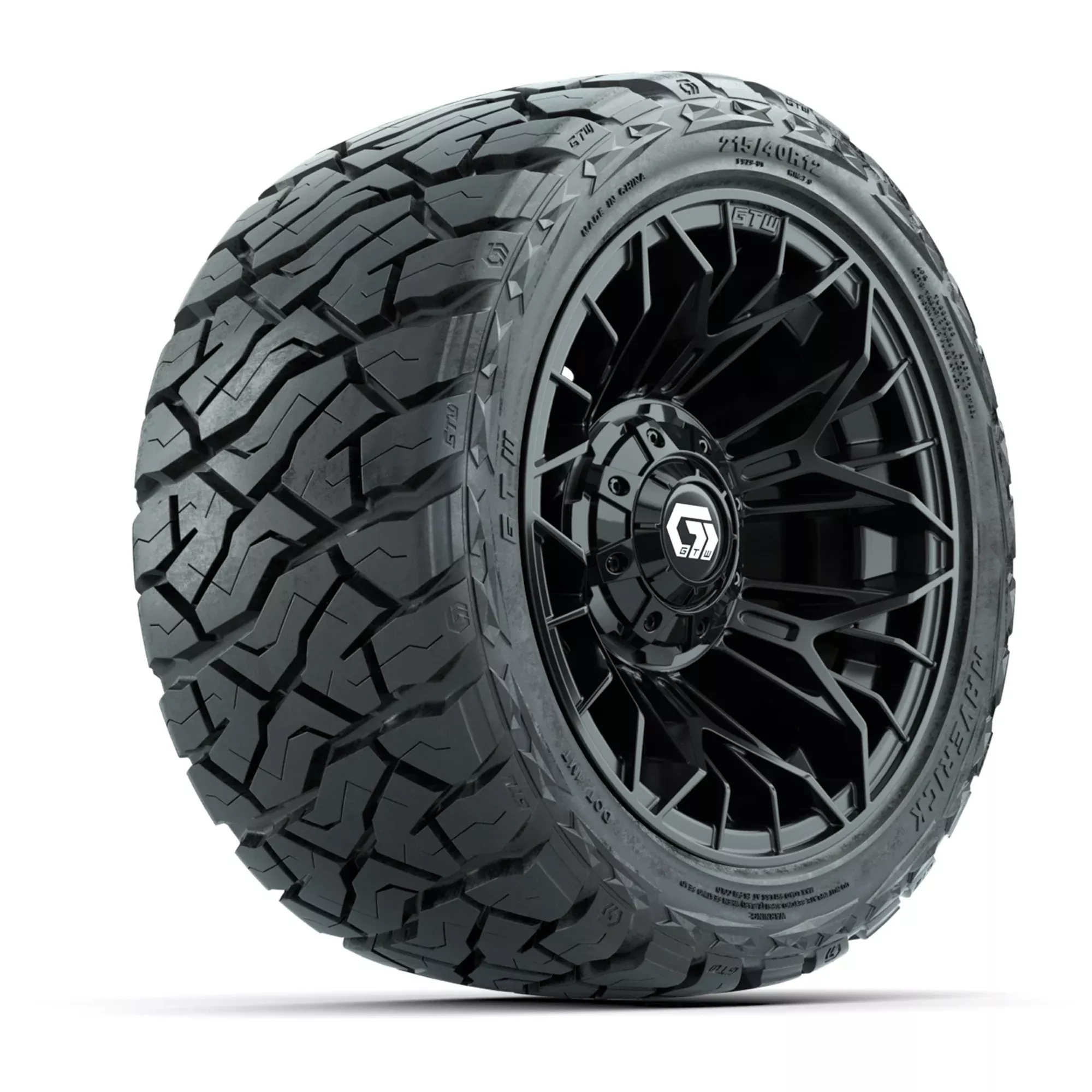 GTW Stellar Black 12 in Wheels with 215/40-R12 Maverick Low-Profile All-Terrain Tires - Full Set