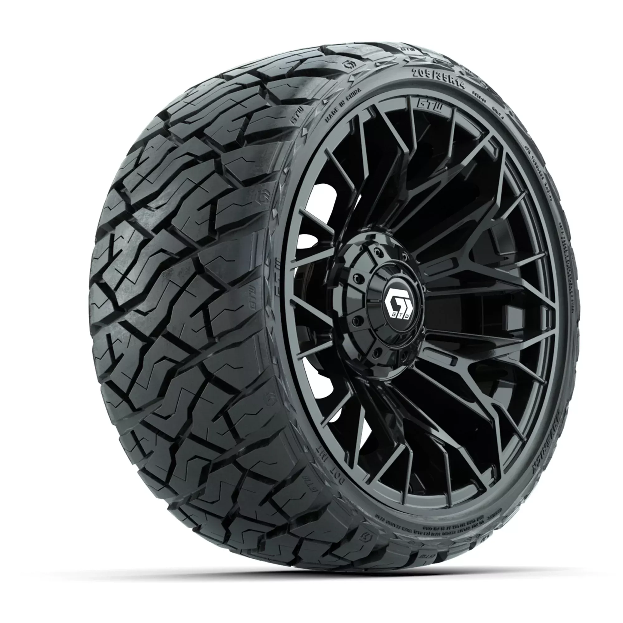 GTW Stellar Black 14 in Wheels with 205/35-R14 Maverick Low-Profile All-Terrain Tires - Full Set