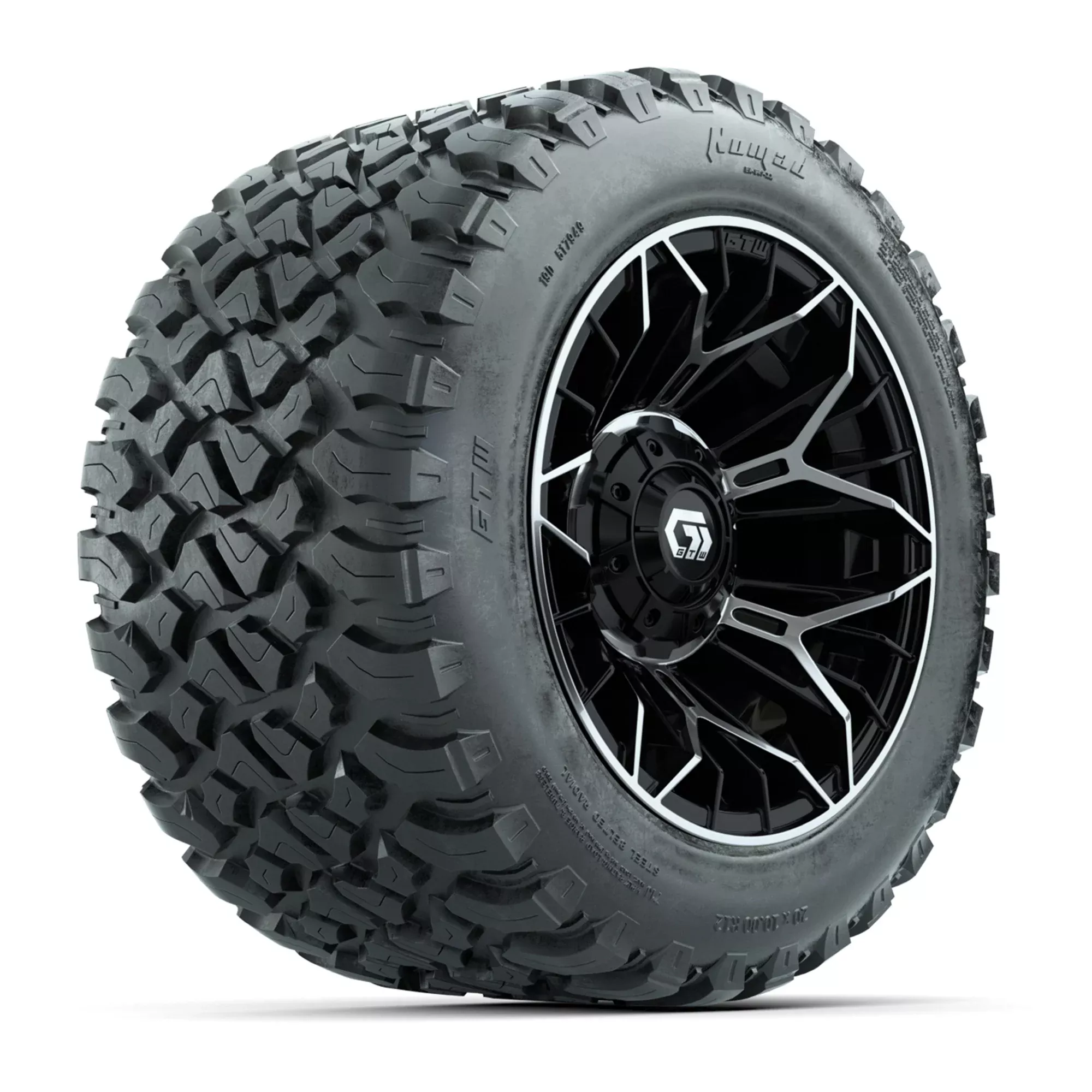 GTW Stellar Black/Machined 12 in Wheels with 20X10-12 Nomad Steel Belt Radial All-Terrain Tires - Full Set