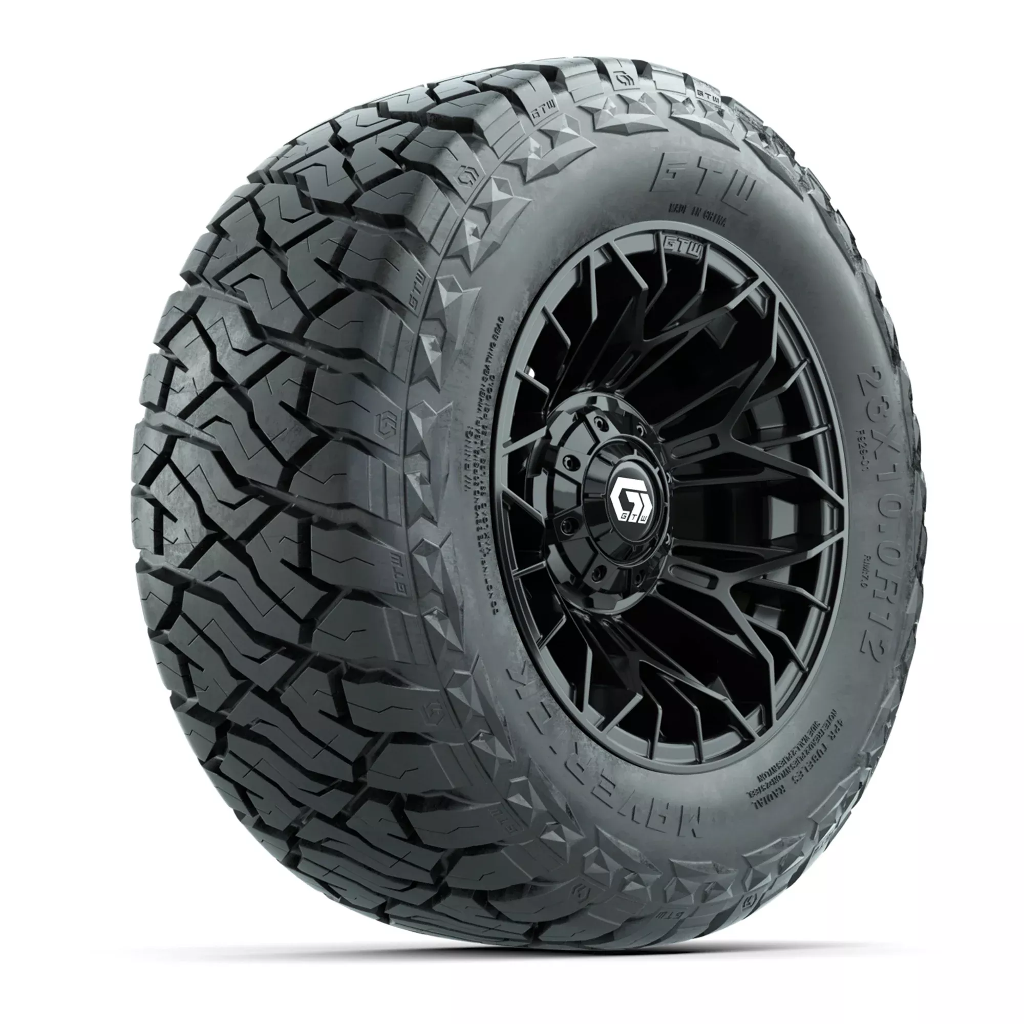GTW Stellar Matte Black 12 in Wheels with 23x10.00-R12 Maverick All-Terrain Tires - Full Set