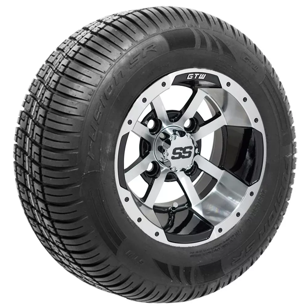 GTW Storm Trooper 10" Black & Machined Wheels with 20" Fusion DOT Street Tires — Set of 4