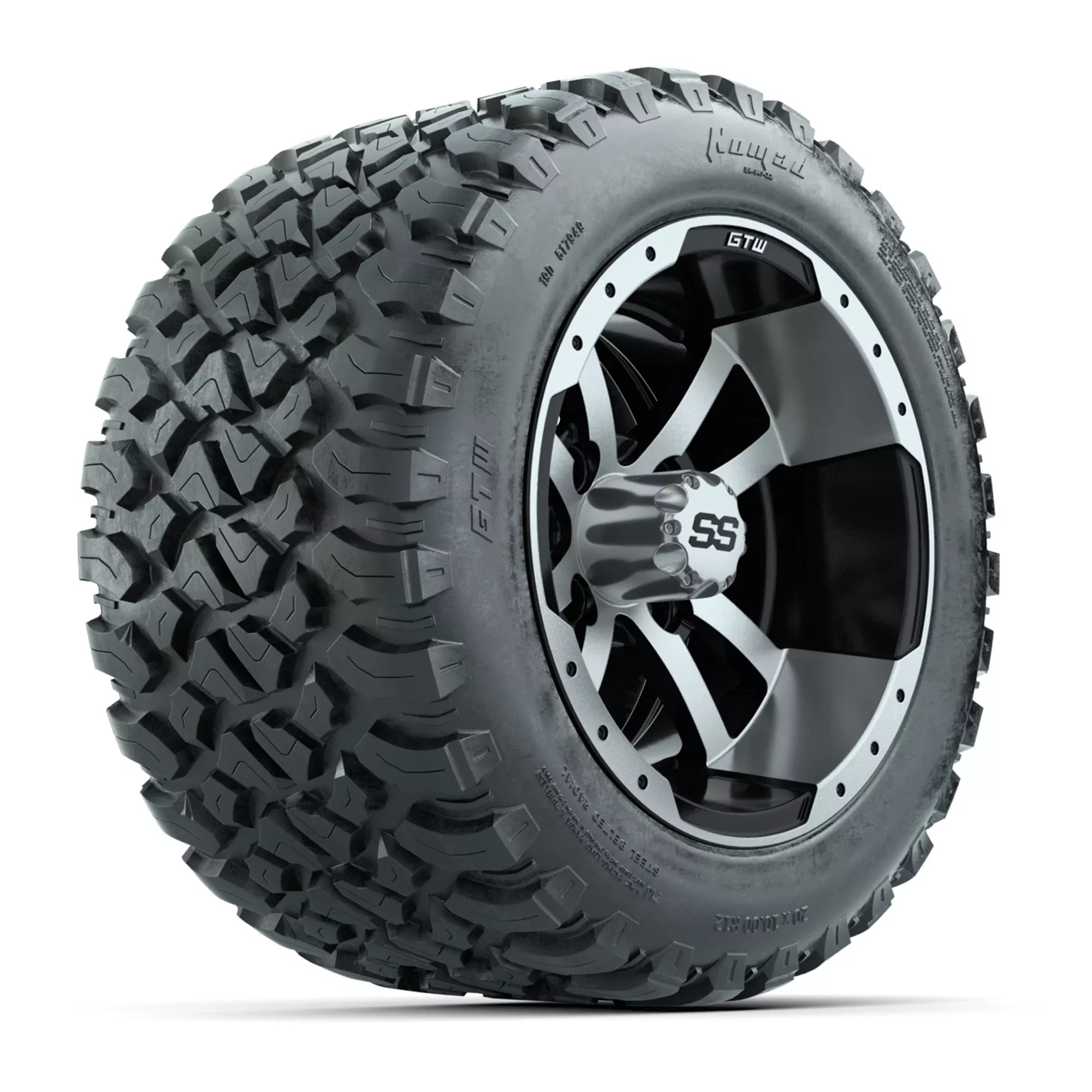 GTW Storm Trooper Black/Machined 12 in Wheels with 20X10-12 Nomad Steel Belt Radial All-Terrain Tires - Full Set