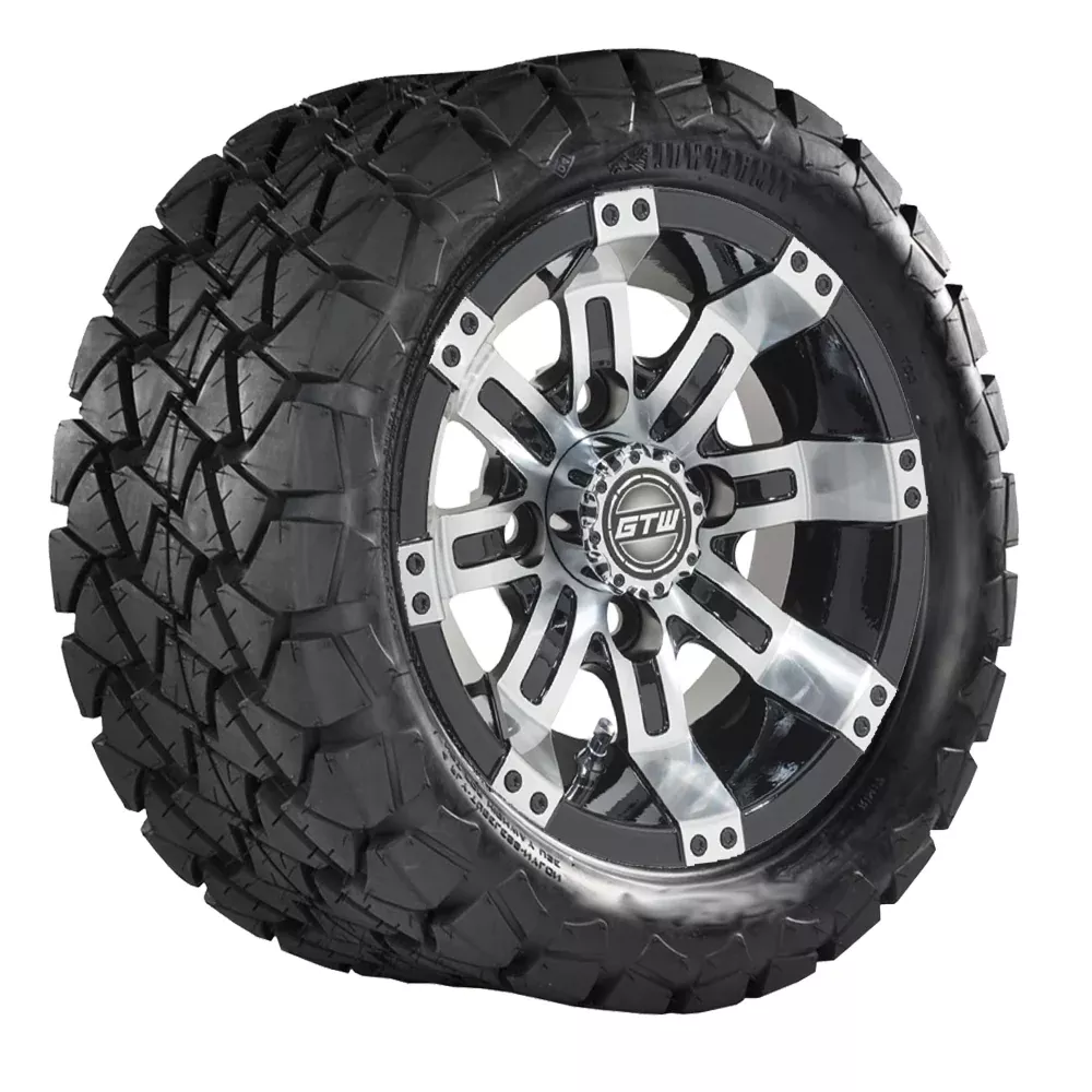 GTW Tempest 10" Black & Machined Wheels with 22" Timberwolf A/T Tires — Set of 4