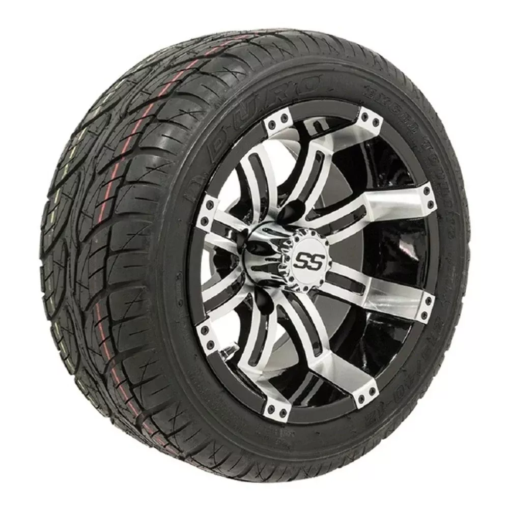 GTW Tempest 12" Black & Machined Wheels with 205/30-12 Fusion Street Tires — Set of 4