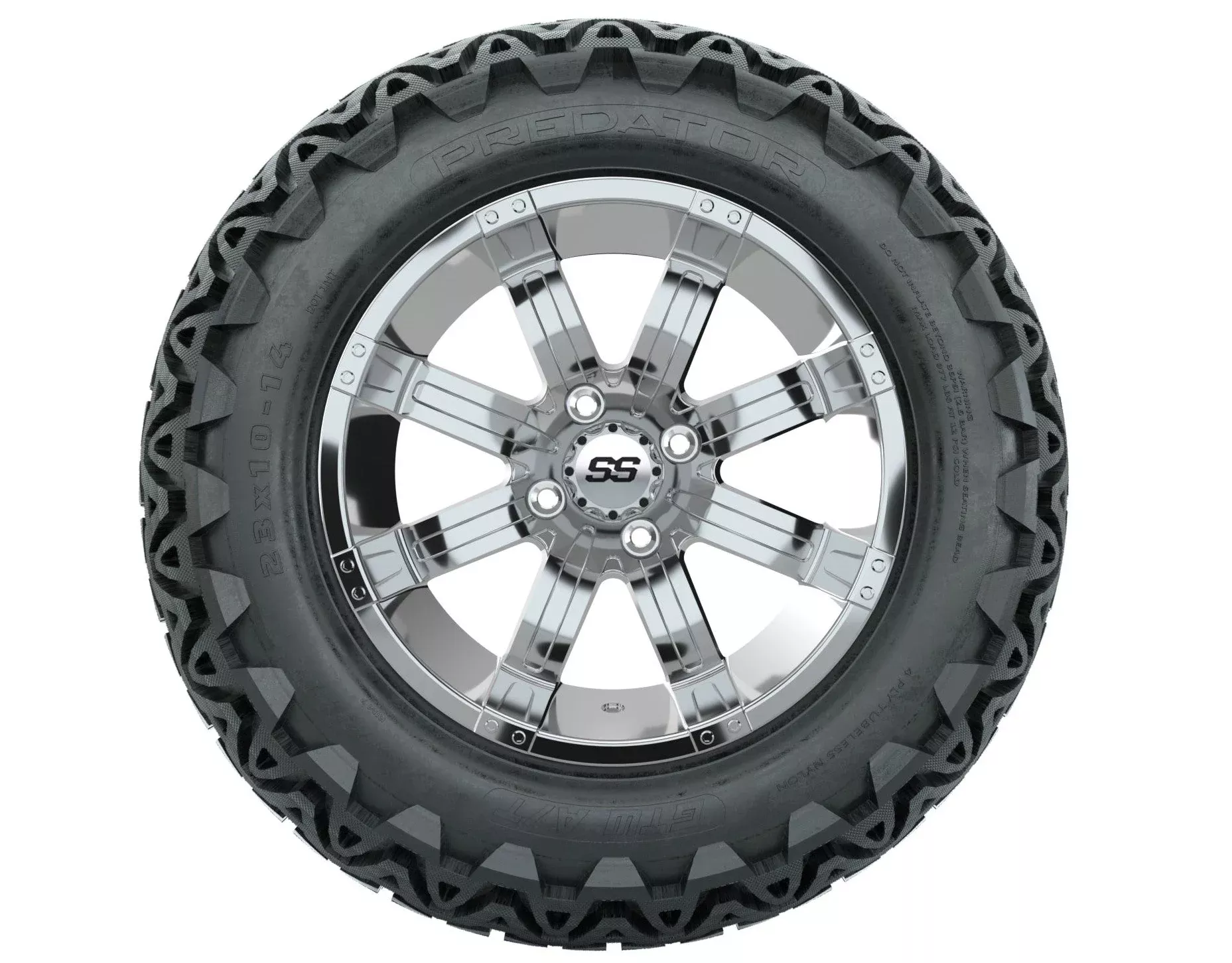 GTW Tempest 14" Chrome Wheels with 23" Predator A/T Tires — Set of 4