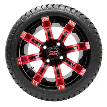 GTW Tempest Black and Red Wheels with 18in Mamba DOT Approved Street Tires – 12 Inch