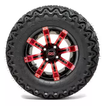 GTW Tempest Black and Red Wheels with 23in Predator A-T Tires – 12 Inch