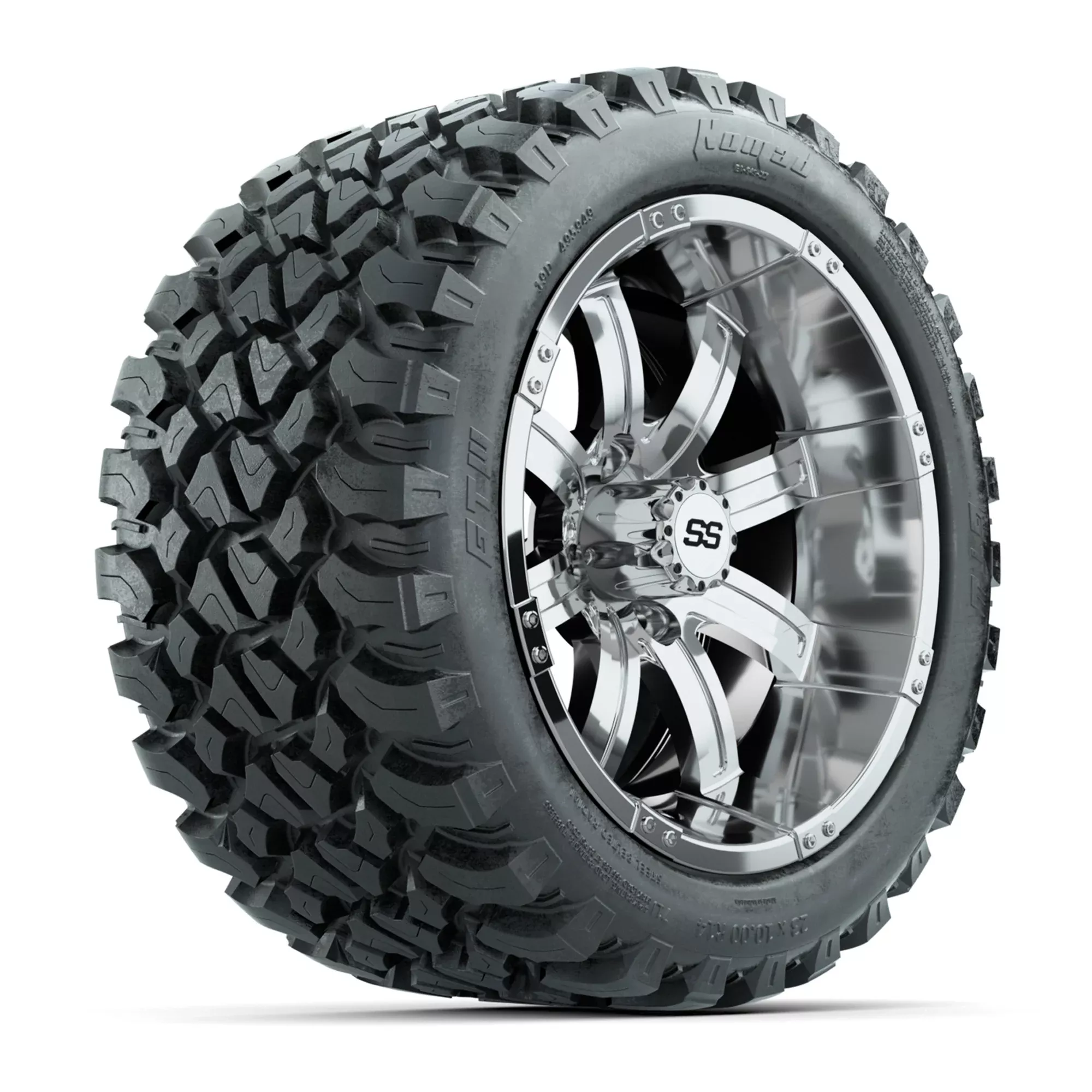 GTW Tempest Chrome 14 in Wheels with 23X10-R14 Nomad Steel Belt Radial All-Terrain Tires - Full Set