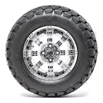 GTW Tempest Chrome Wheels with 22in Timberwolf Mud Tires – 12 Inch
