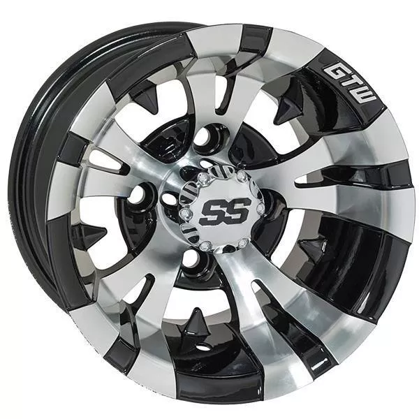 GTW Vampire 12x7 Machined Black Golf Cart Wheel (Single)