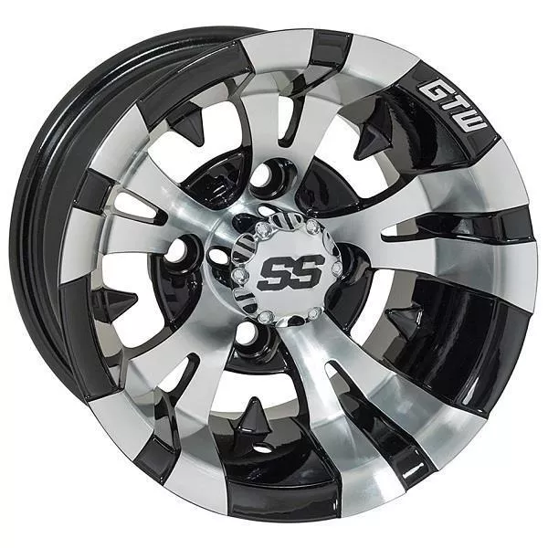 GTW Vampire 14x7 Machined Black Golf Cart Wheel (Single)