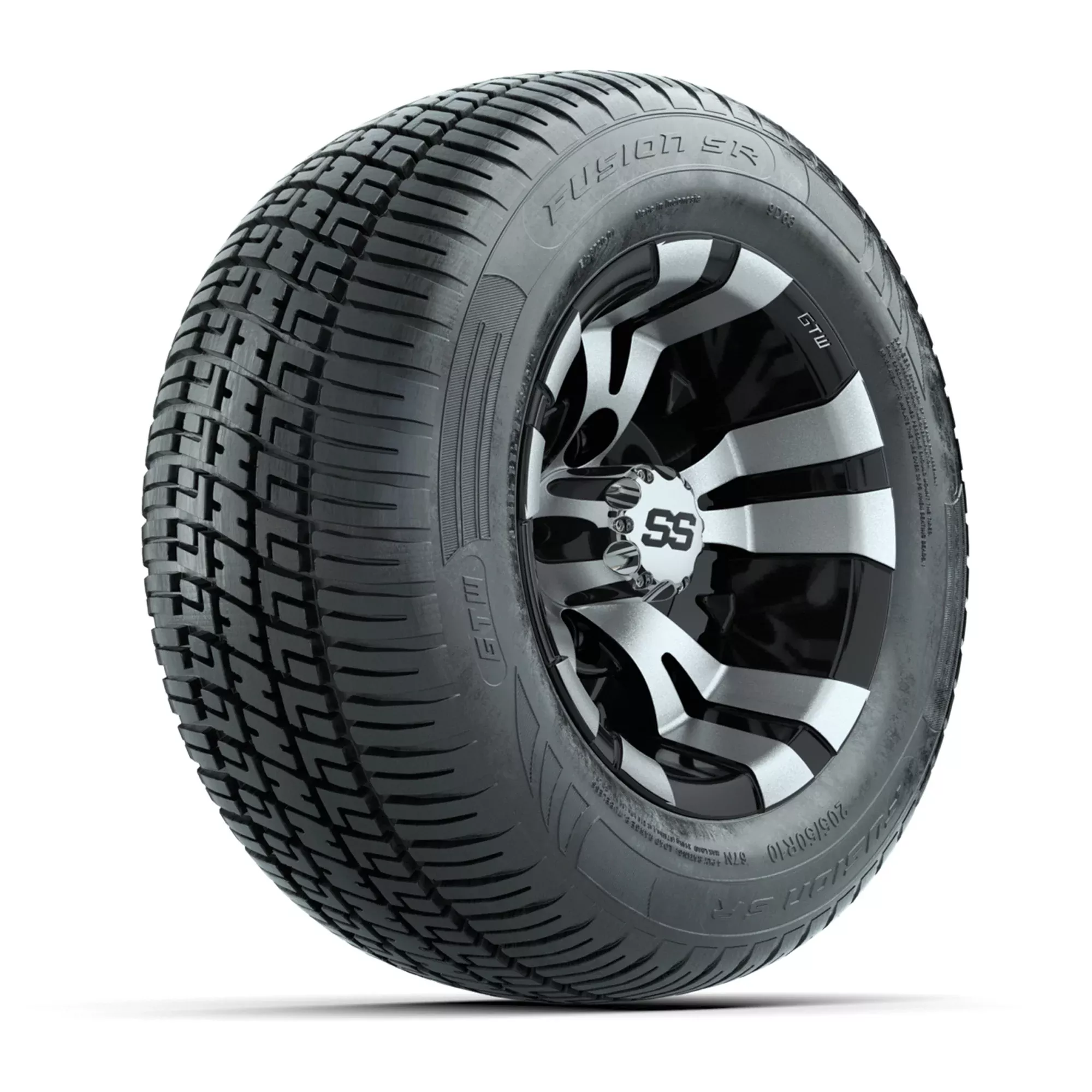 GTW Vampire Black/Machined 10 in Wheels with 205/50-R10 Fusion S/R Radial Steel Belt Street Tires - Full Set