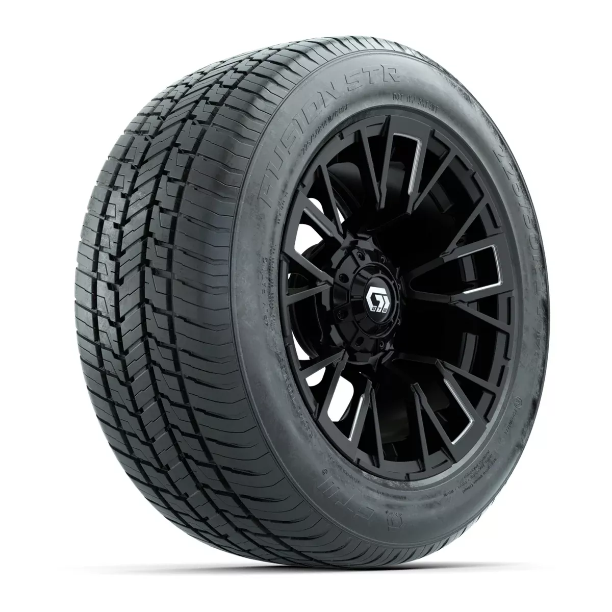 GTW Vandal Matte Black/Machined 14" Wheel & 225/50-R14 Fusion STR Street Tire Package