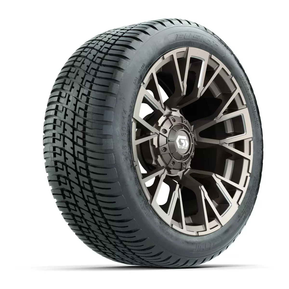 GTW Vandal Satin Bronze/Machined 14 in Wheels with 205/30-14 Fusion Street Tires Full Set