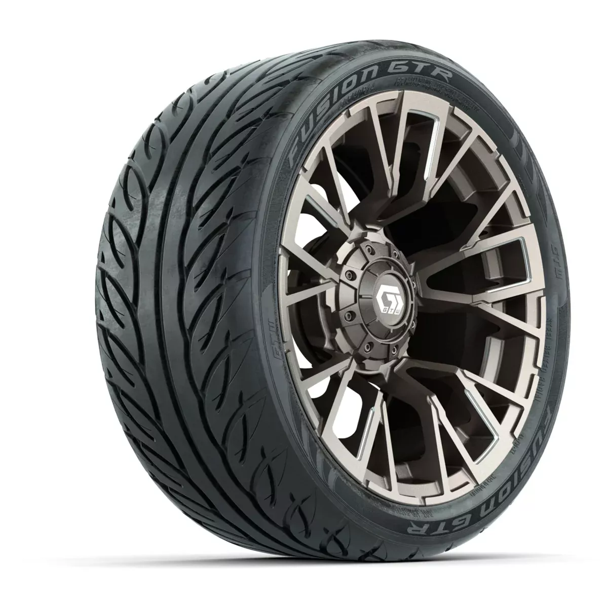GTW Vandal Satin Bronze/Machined 14 in Wheels with 205/40-R14 Fusion GTR Steel Belted Street Tires Full Set