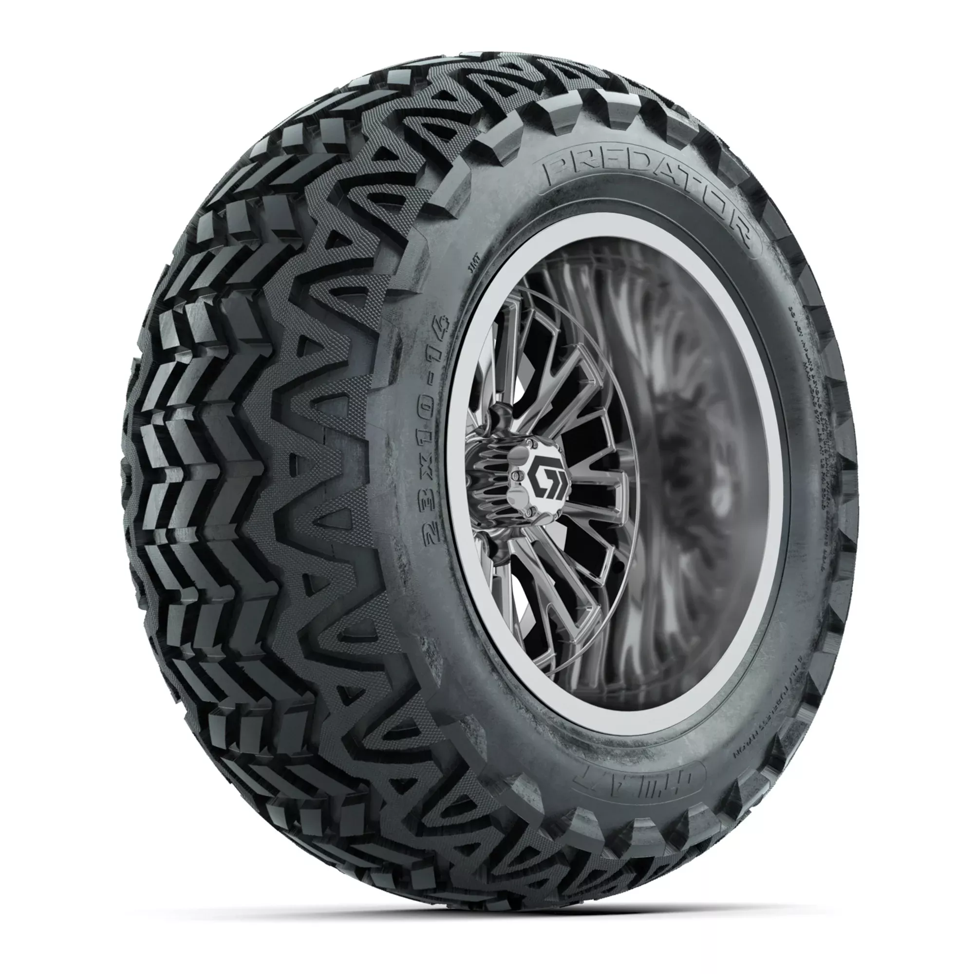 GTW Viper Chrome 14 in Wheels with 23X10-14 Predator All-Terrain Tires - Full Set