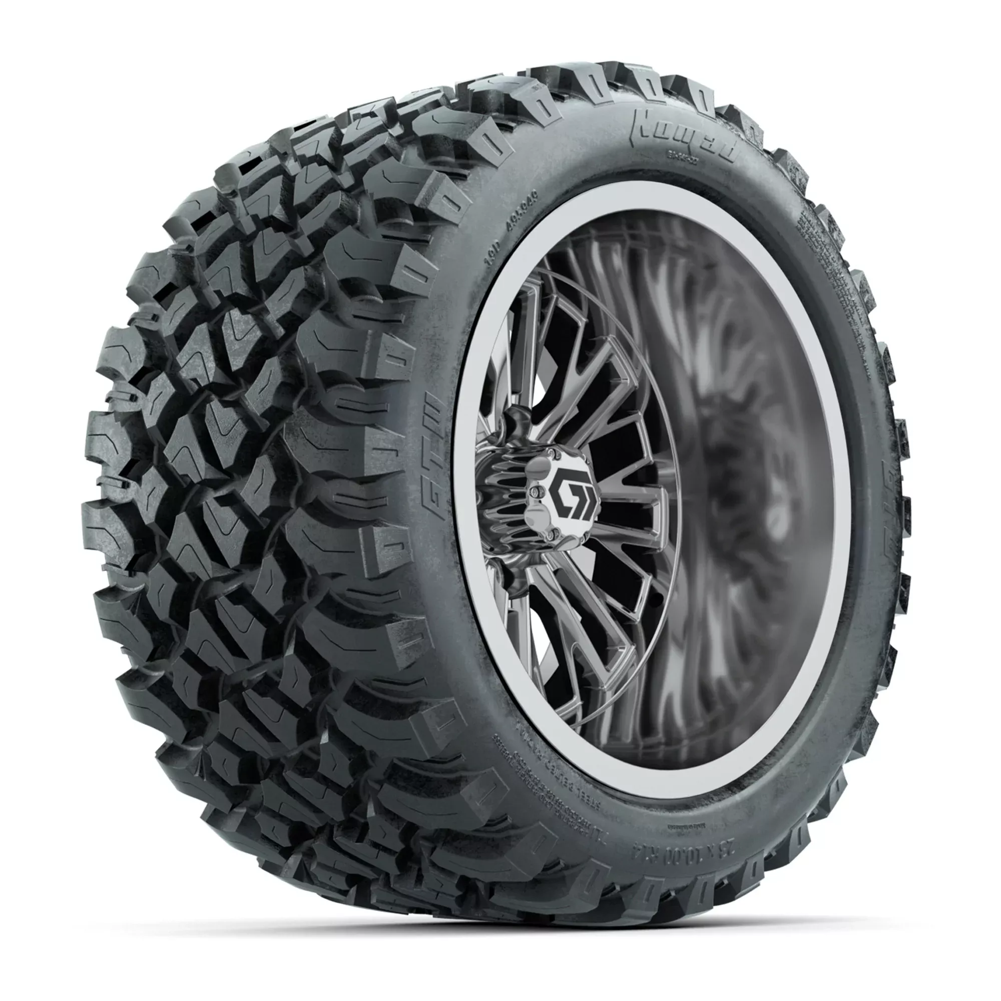 GTW Viper Chrome 14 in Wheels with 23X10-R14 Nomad Steel Belt Radial All-Terrain Tires - Full Set