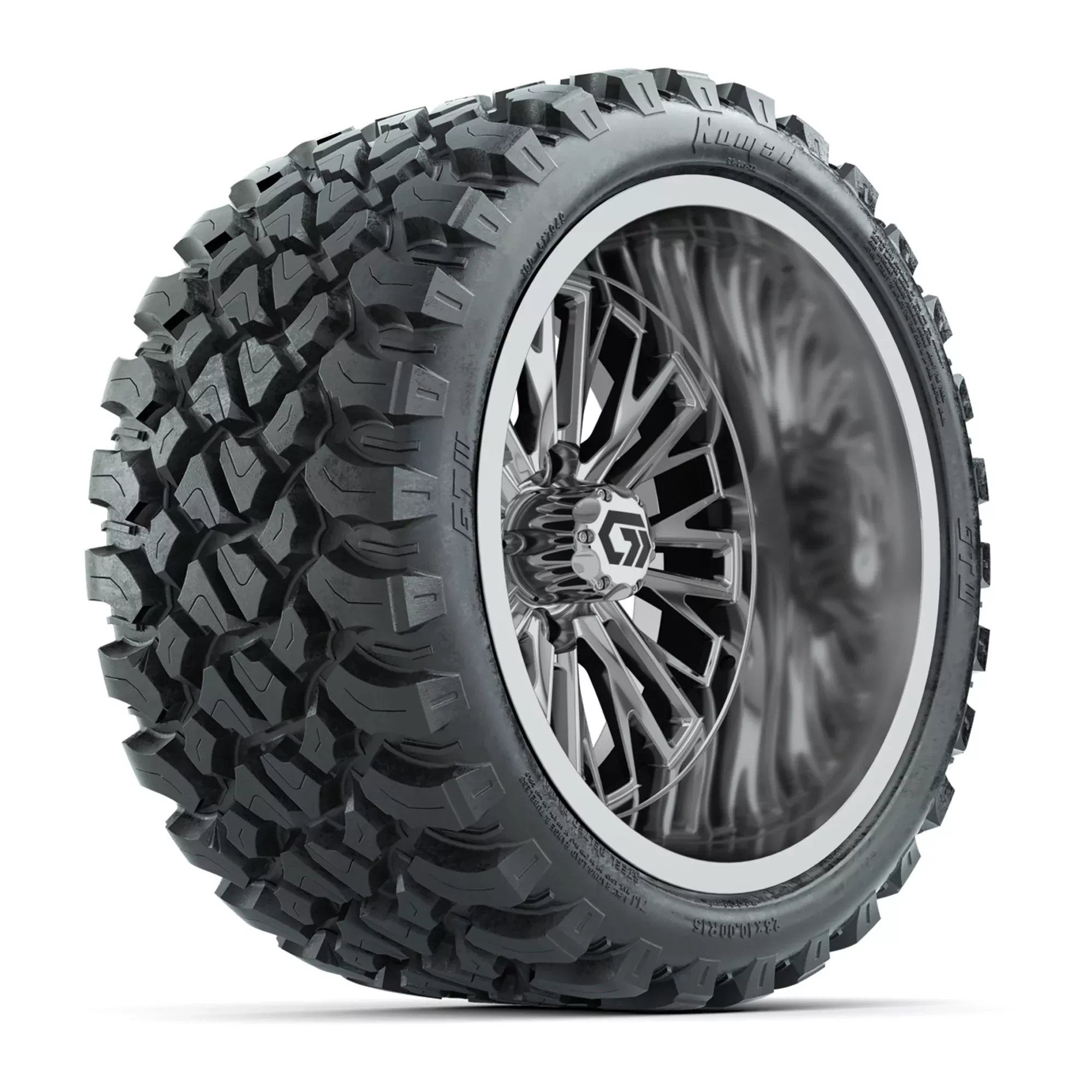 GTW Viper Chrome 15" Wheels with 23X10-R15 Nomad Steel Belted Radial A/T Tires - Full Set