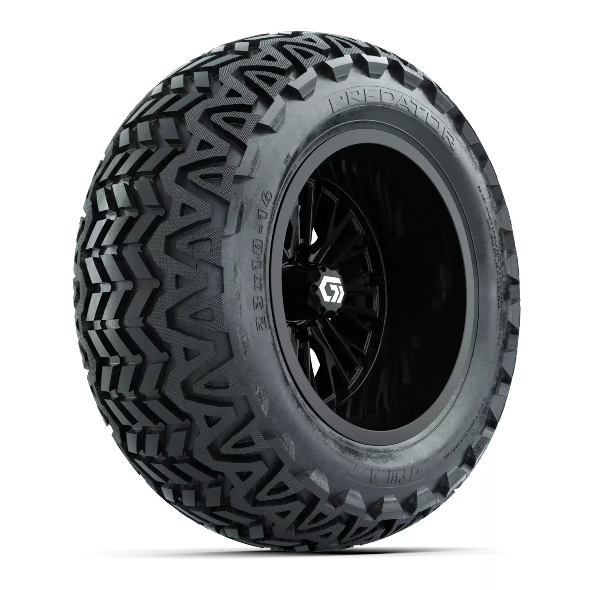 GTW Viper Gloss Black 14 in Wheels with 23X10-14 Predator All-Terrain Tires - Full Set