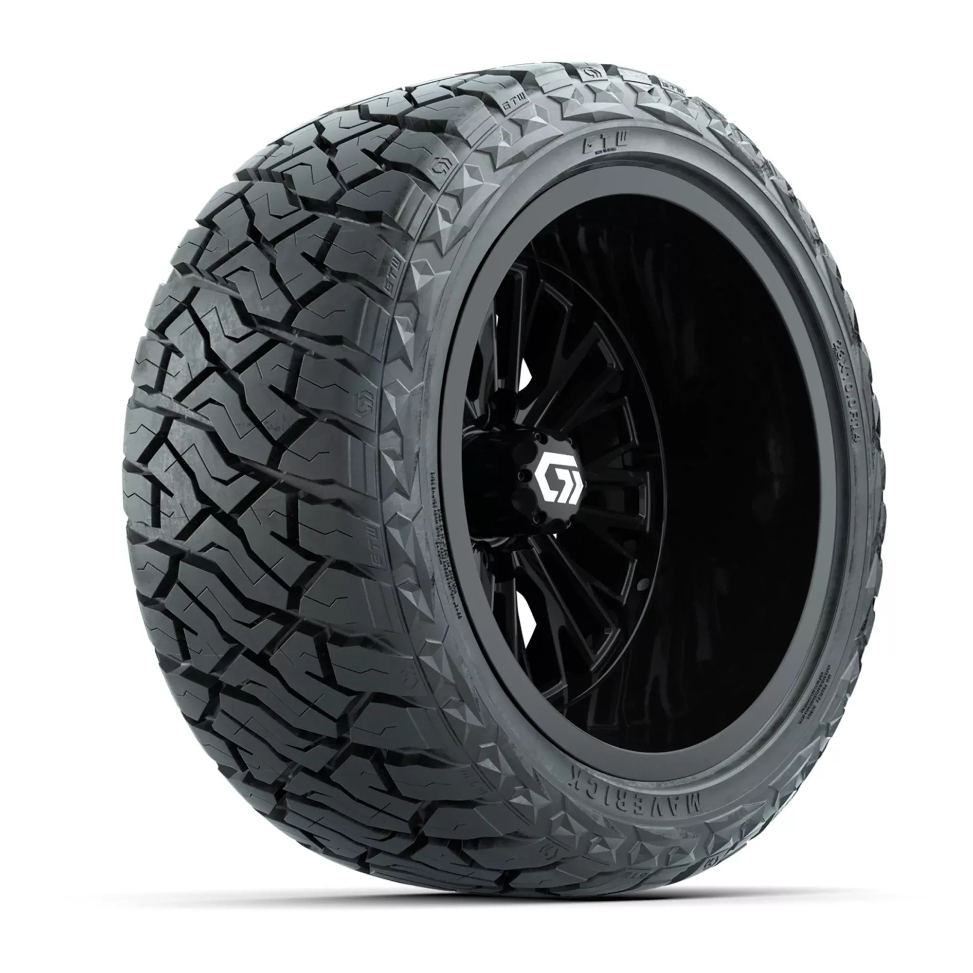 GTW Viper Gloss Black 14 in Wheels with 23X10-R14 Maverick Steel Belted Radial All-Terrain Tires - Full Set