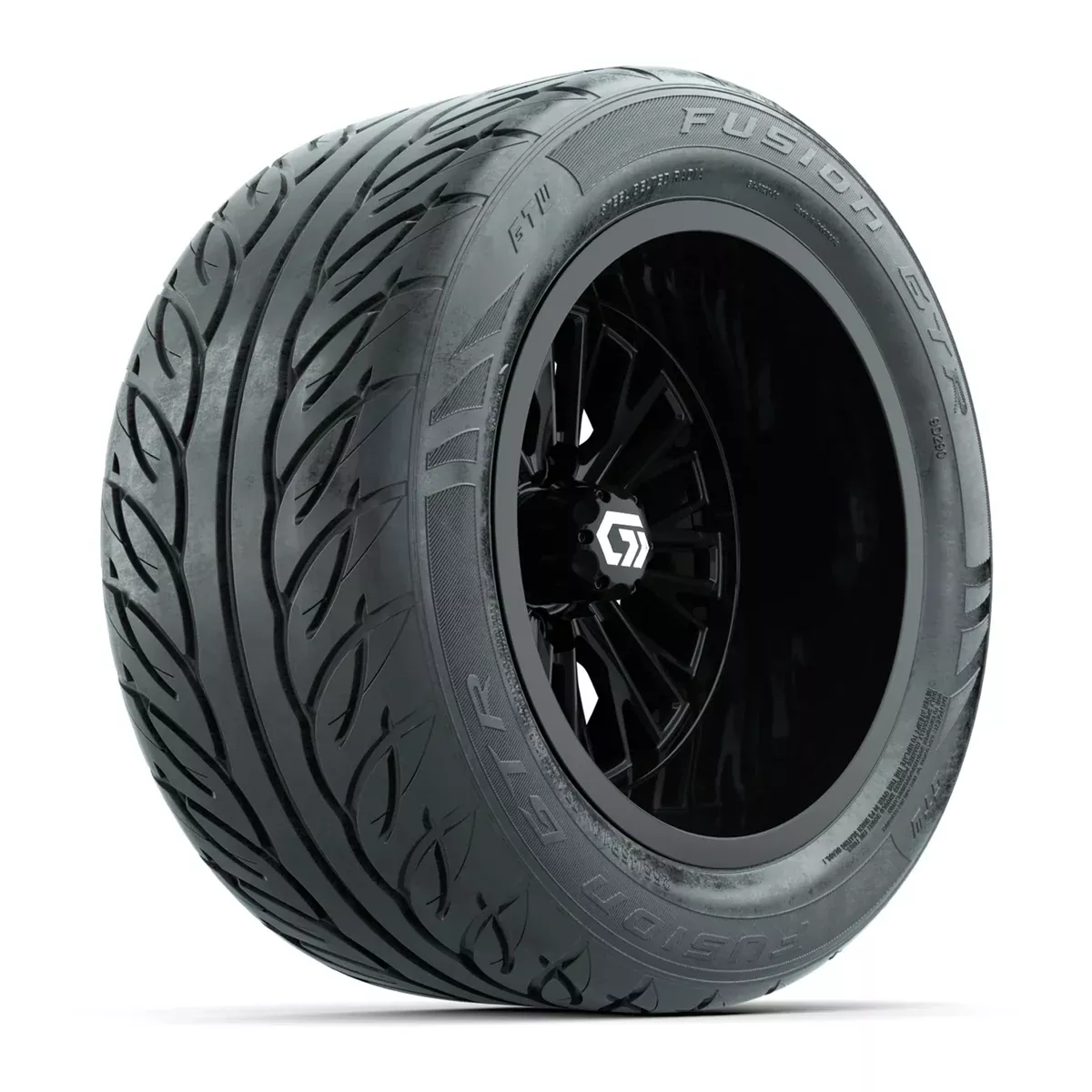 GTW Viper Gloss Black 14x9 Wheels with 255/45-R14 Fusion GTR Street Tires - Set of 4