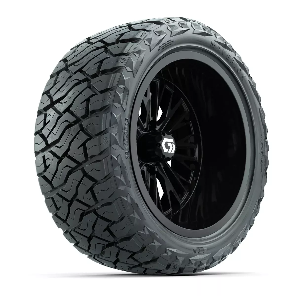 GTW Viper Gloss Black 15" Deep Dish Wheels with 23X10-R15 Maverick Steel Belted Radial All-Terrain Tires - Full Set