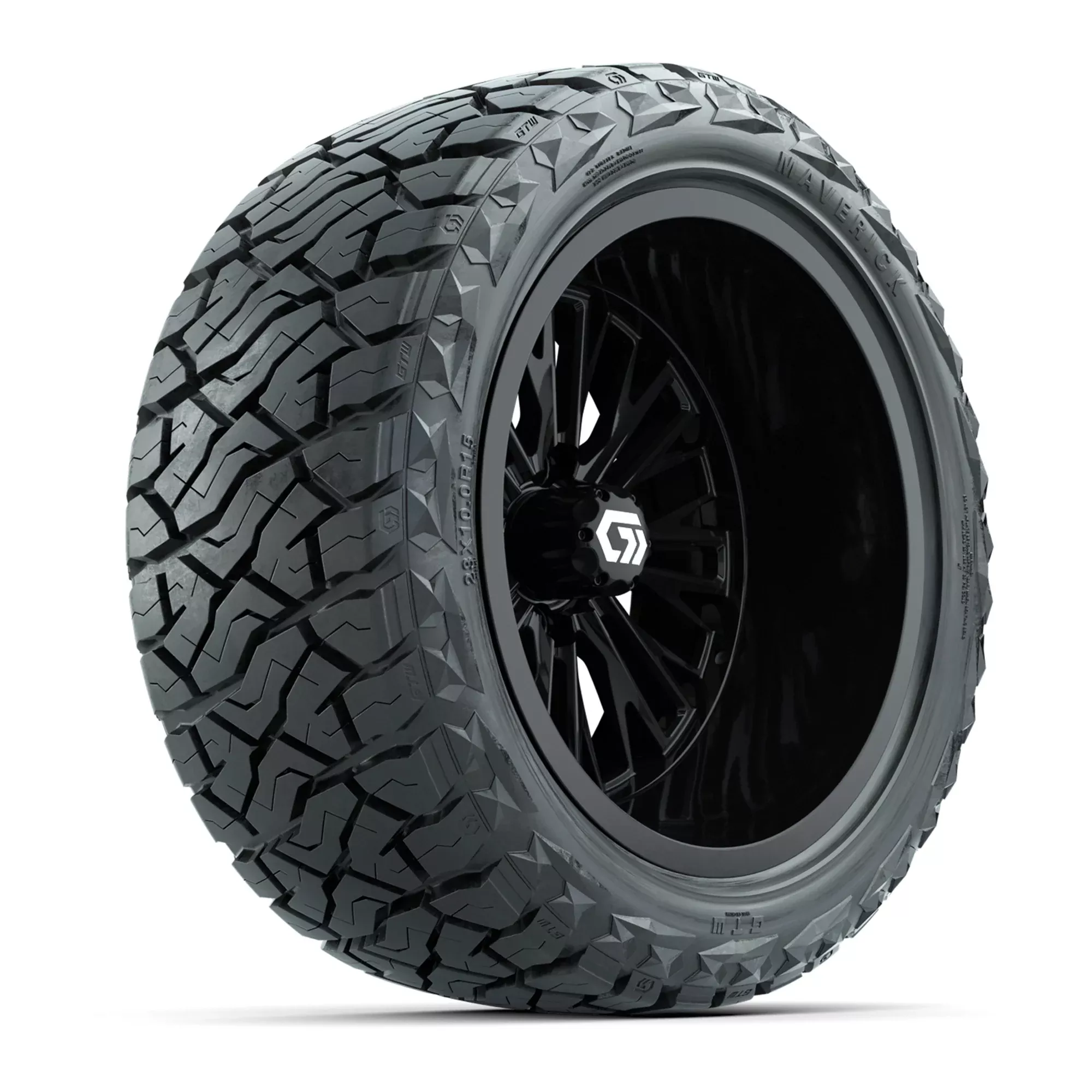GTW Viper Gloss Black 15 in Wheels with 23X10-R15 Maverick Steel Belted Radial All-Terrain Tires - Full Set