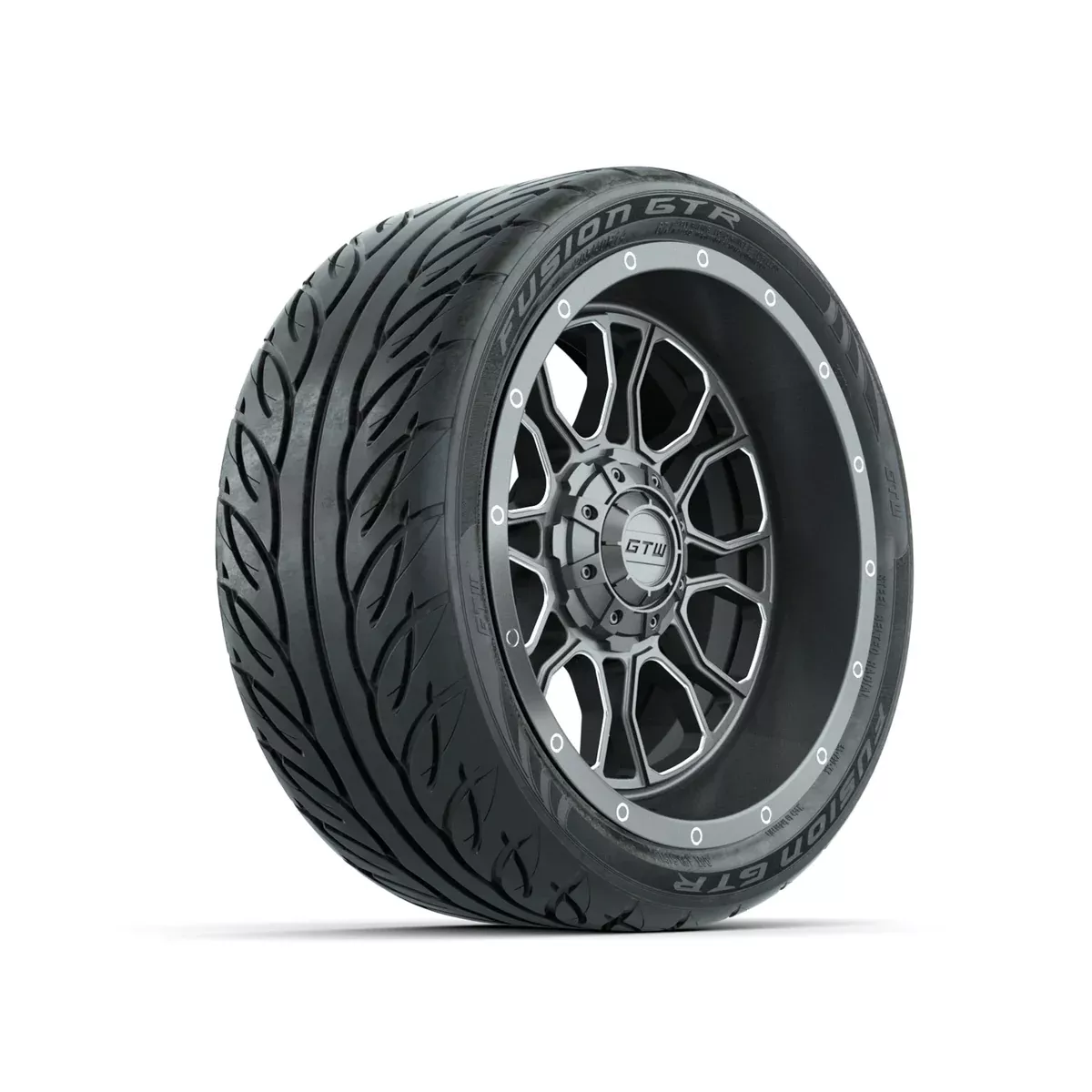 GTW Volt Gunmetal/Machined 14" Wheels with 205/40-R14 Fusion GTR Street Tires - Full Set
