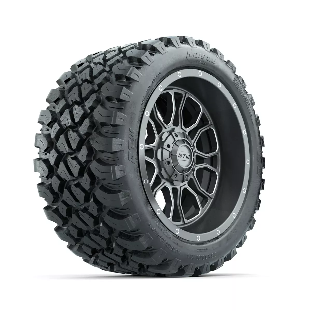 GTW Volt Gunmetal/Machined 14" Wheels with 23x10-R14 Nomad All Terrain Tires - Full Set